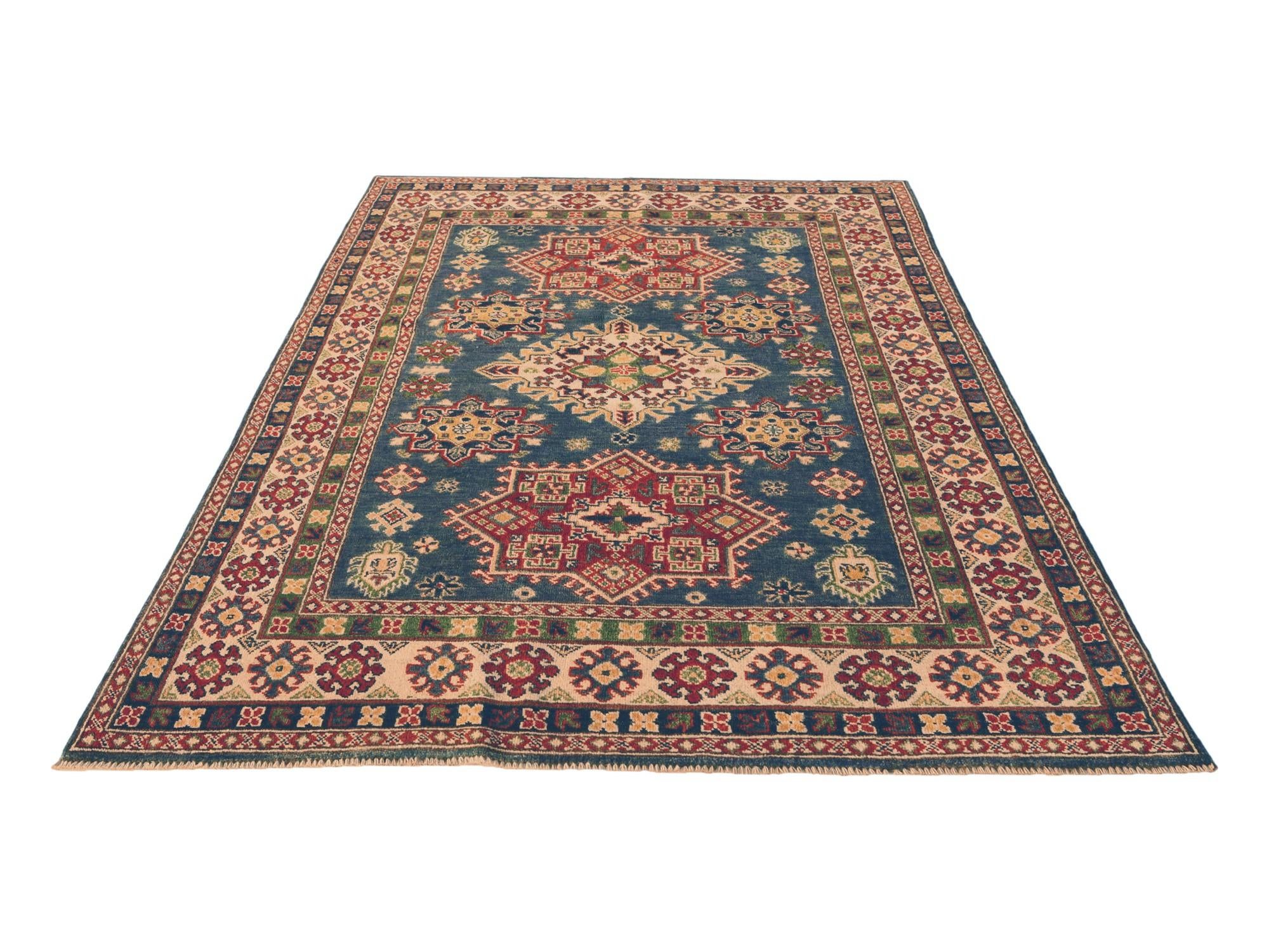 4' 11 x 7' 3 Hand Knotted Kazak Rug