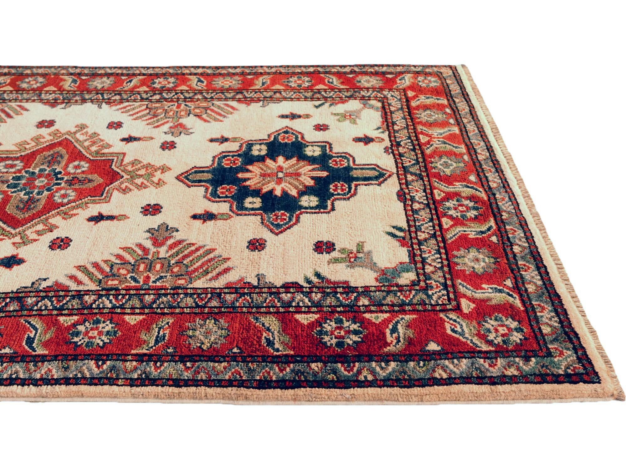3' 2 x 4' 9 Hand Knotted Kazak Rug