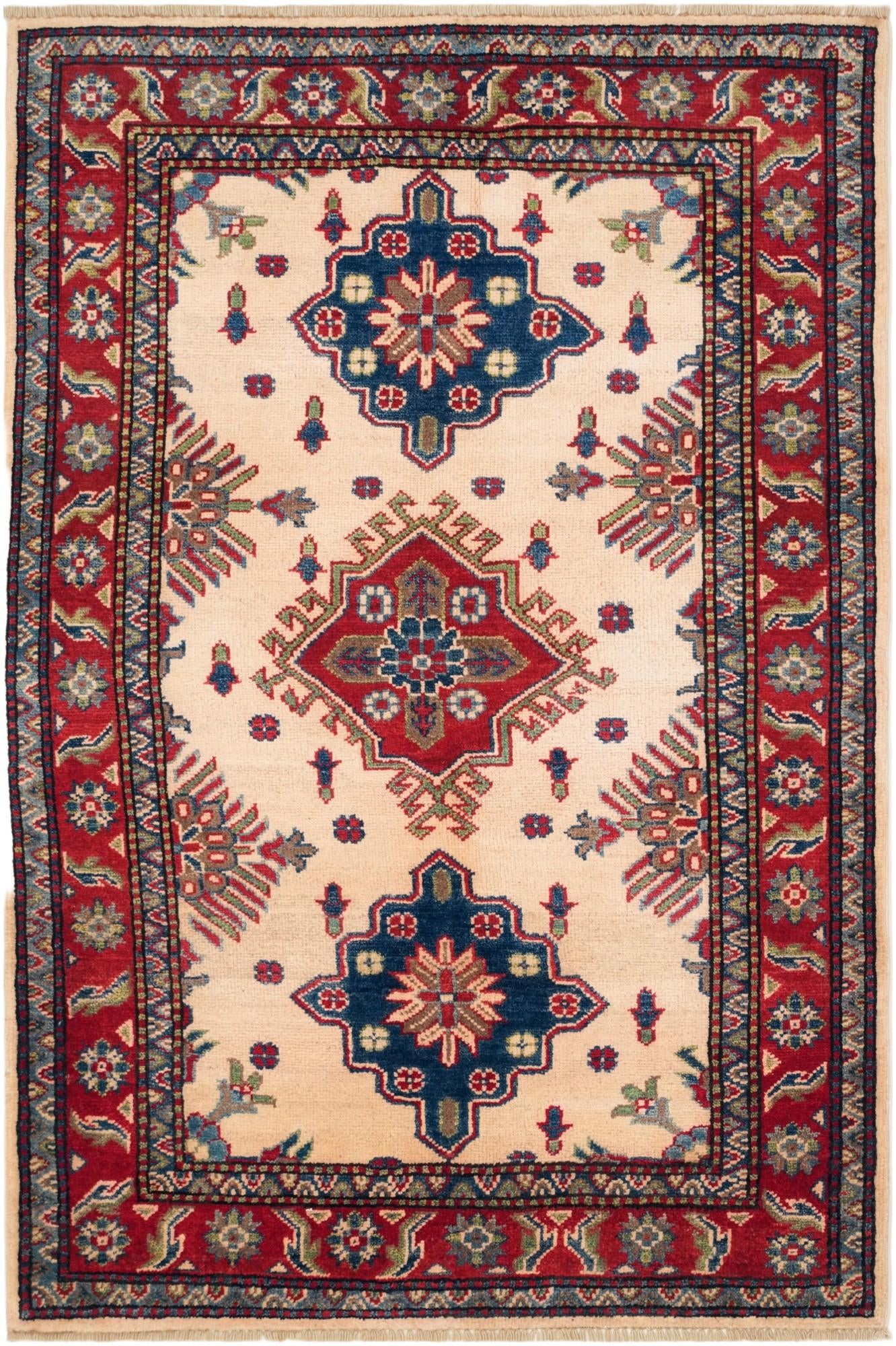 3' 2 x 4' 9 Hand Knotted Kazak Rug