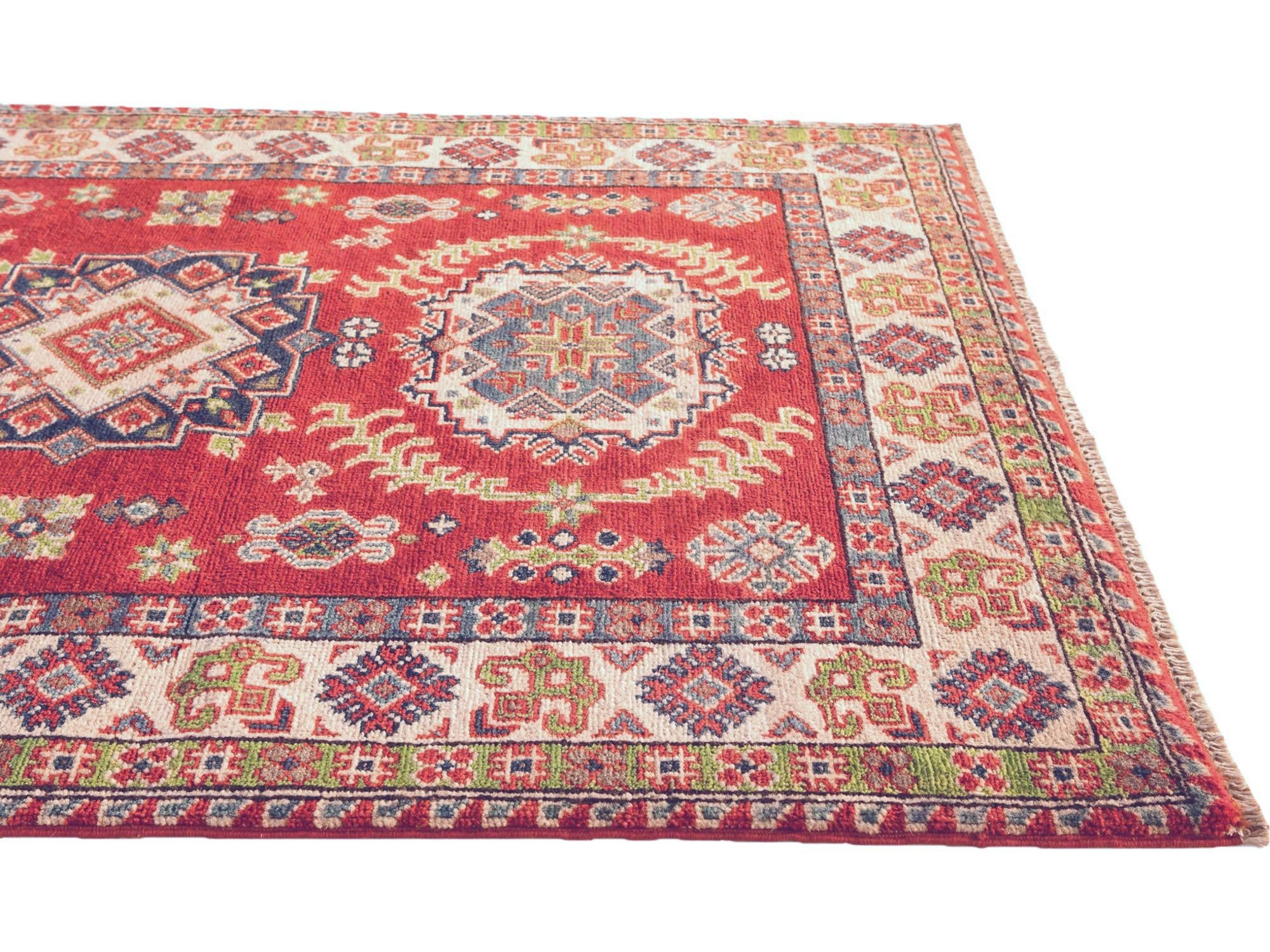 3' 4 x 4' 9 Hand Knotted Kazak Rug