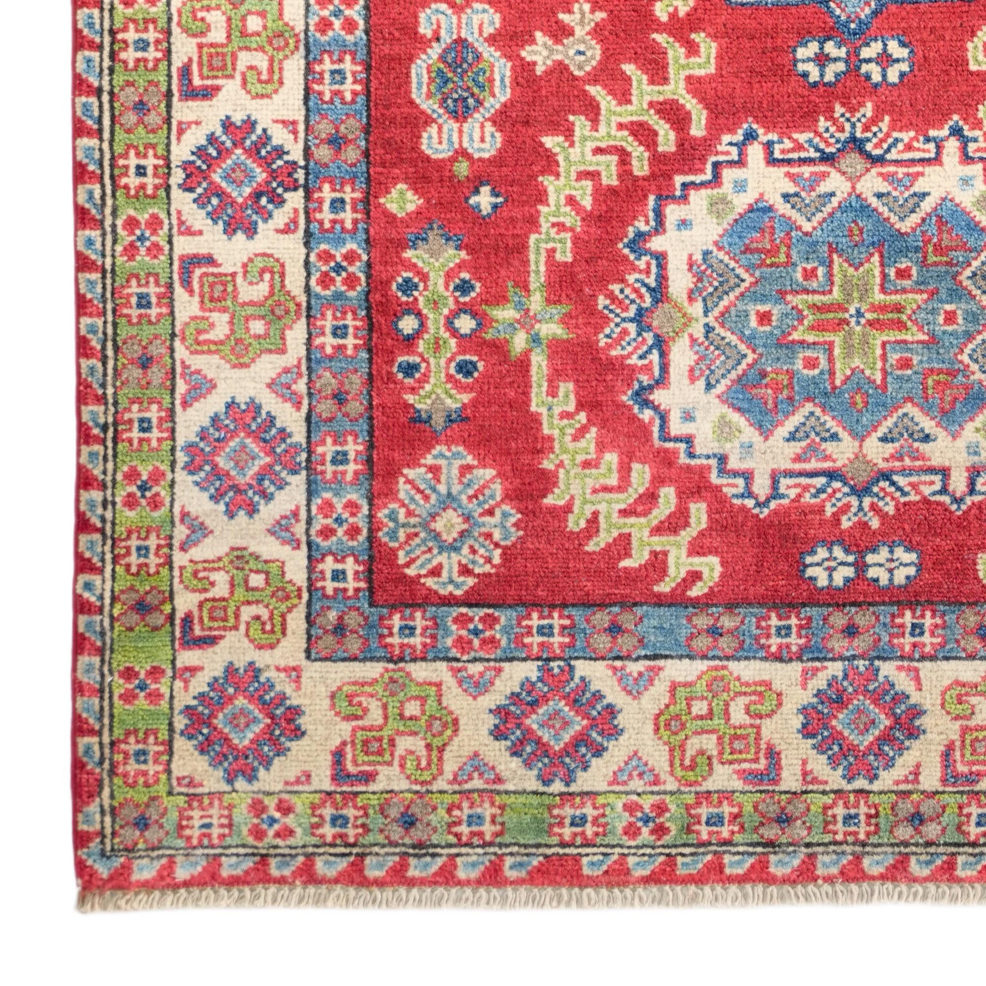 3' 4 x 4' 9 Hand Knotted Kazak Rug