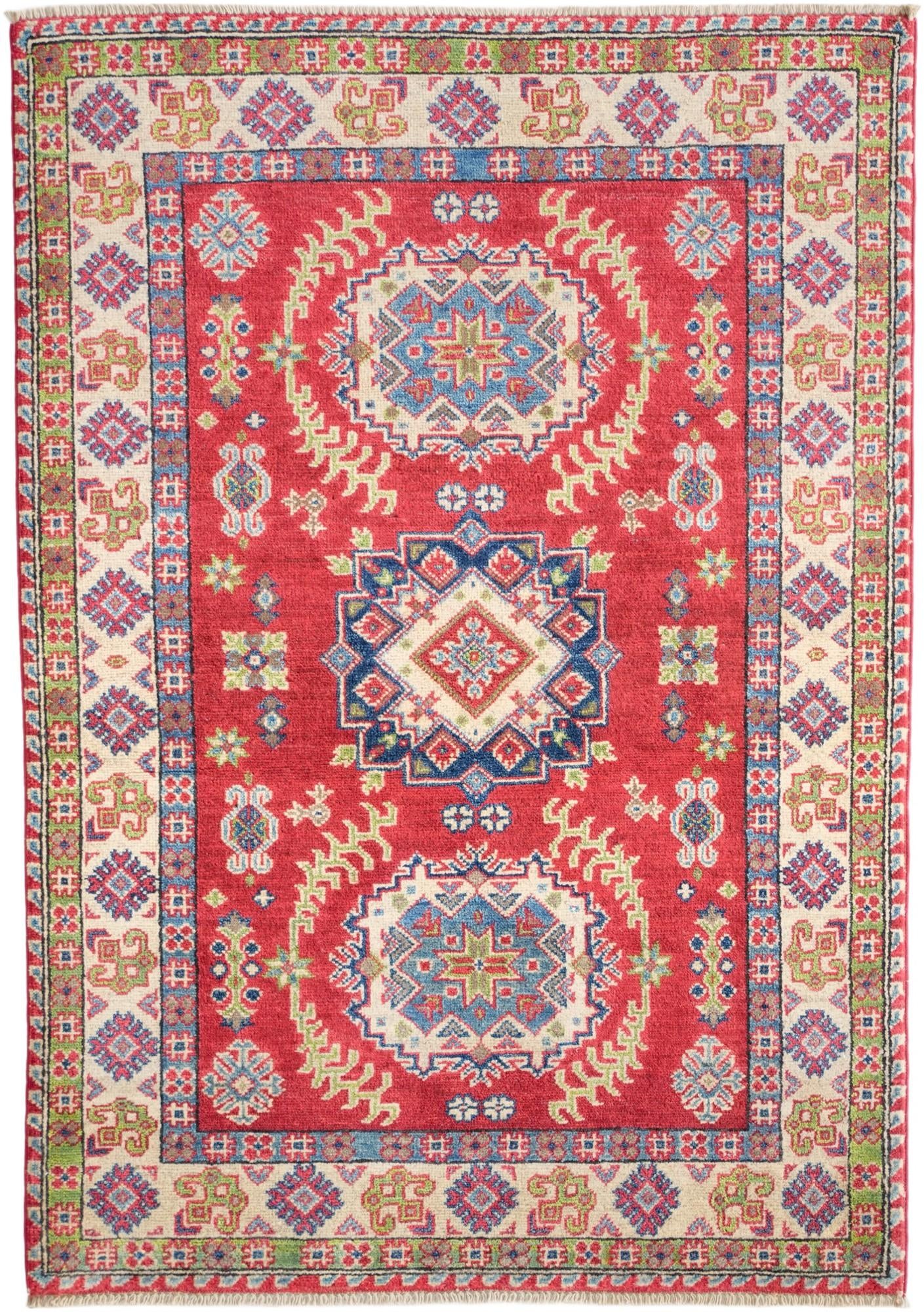 3' 4 x 4' 9 Hand Knotted Kazak Rug