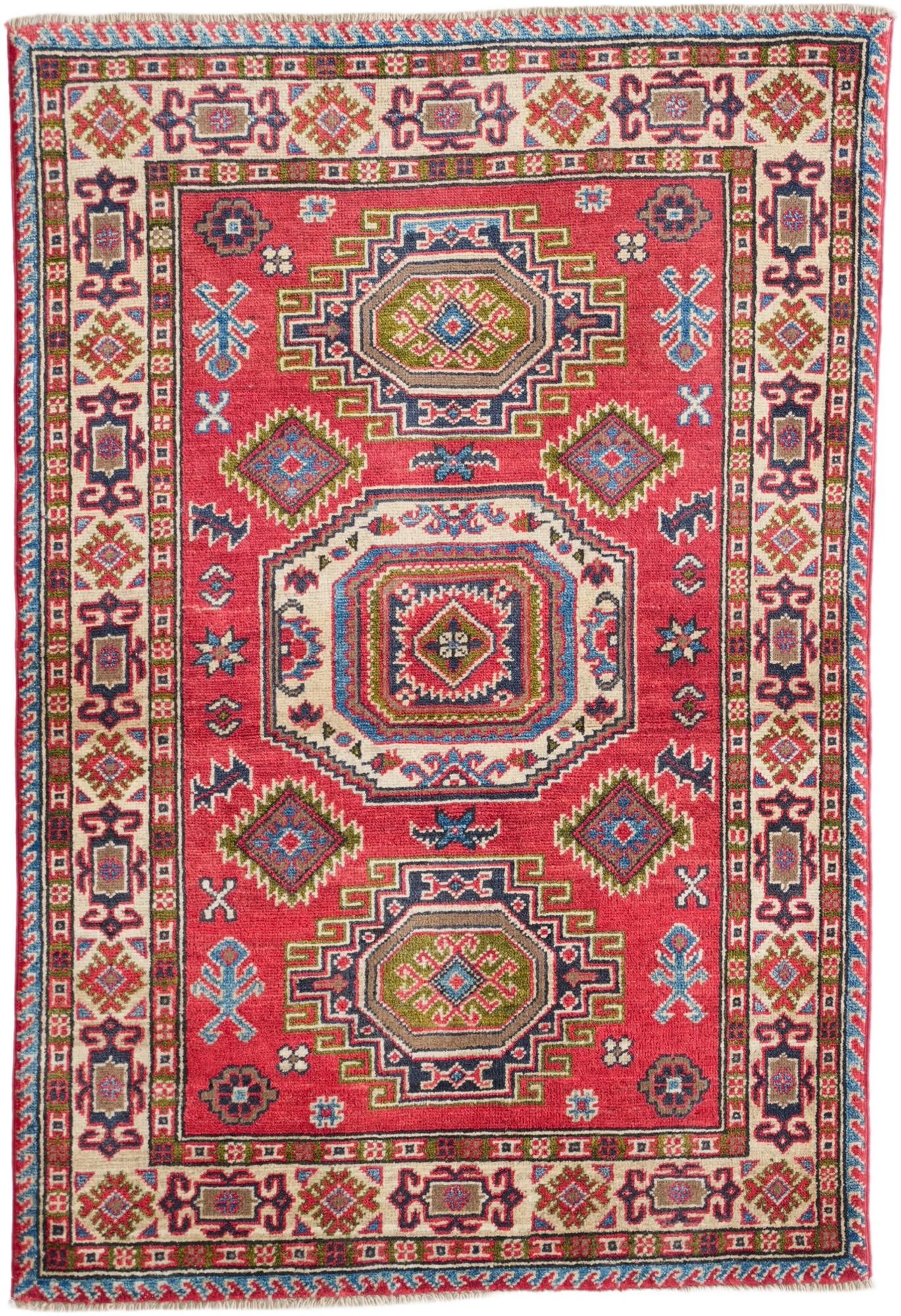 3' 3 x 4' 9 Hand Knotted Kazak Rug