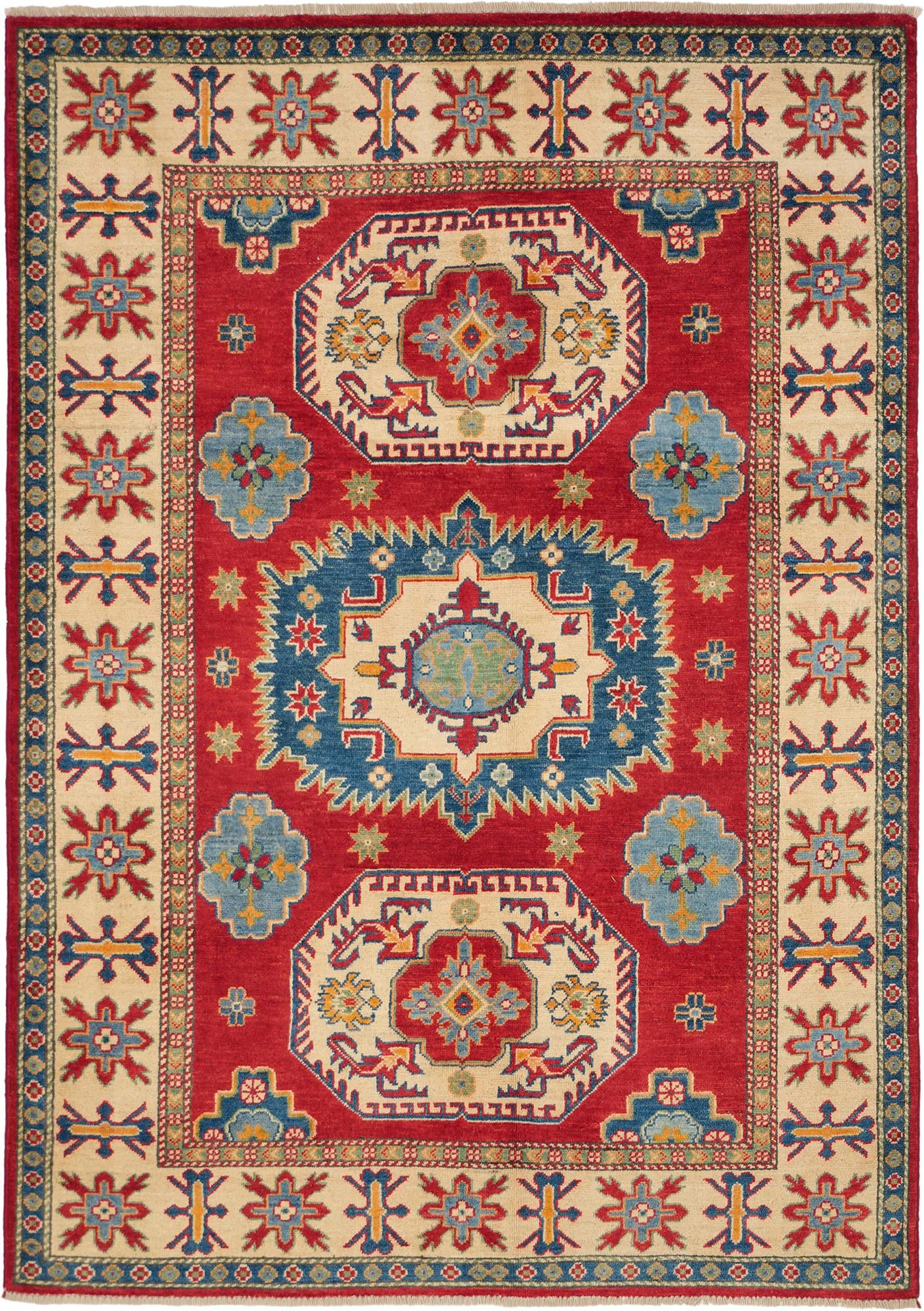 4' 11 x 7' Hand Knotted Kazak Rug