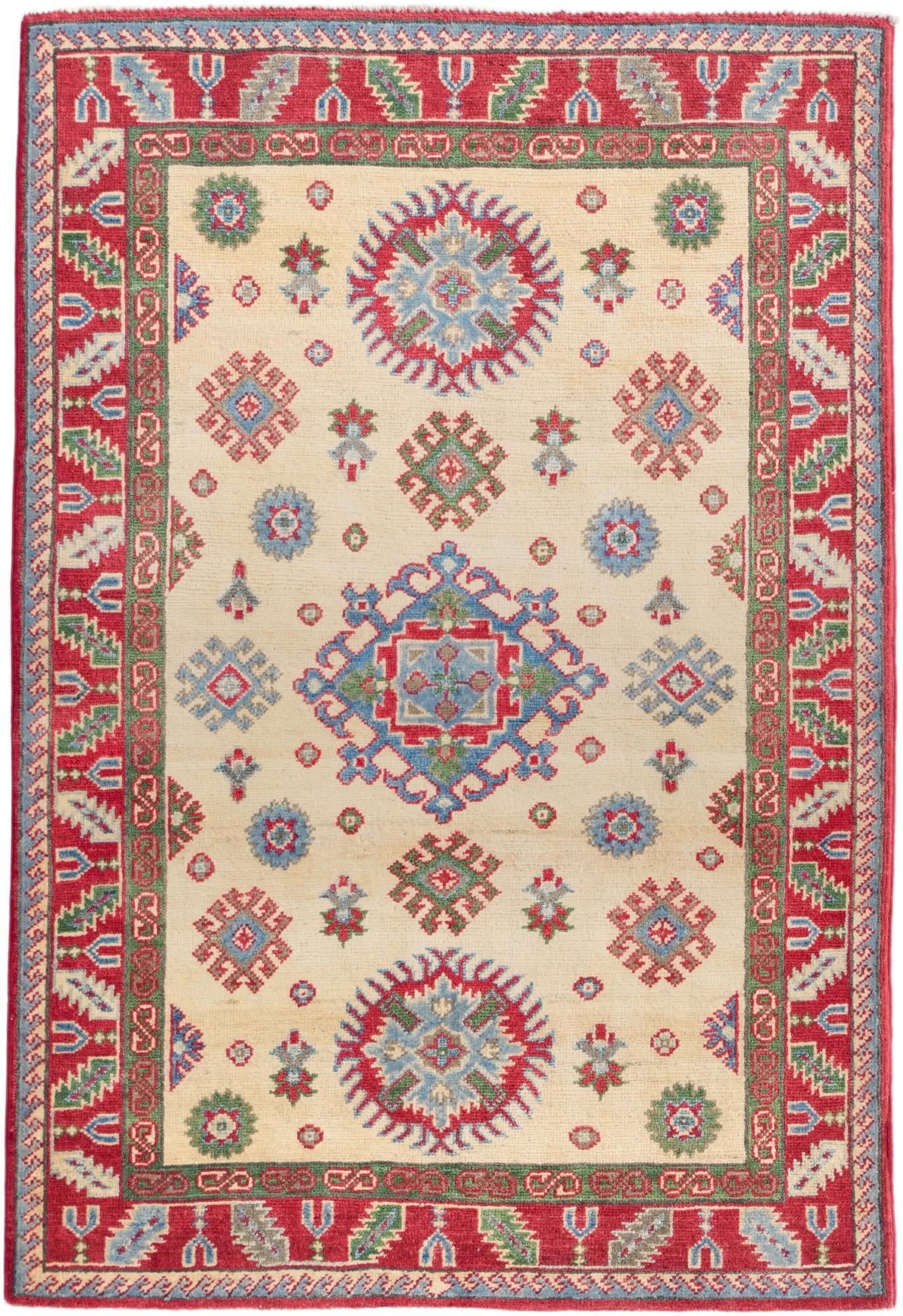 3' 4 x 4' 11 Hand Knotted Kazak Rug