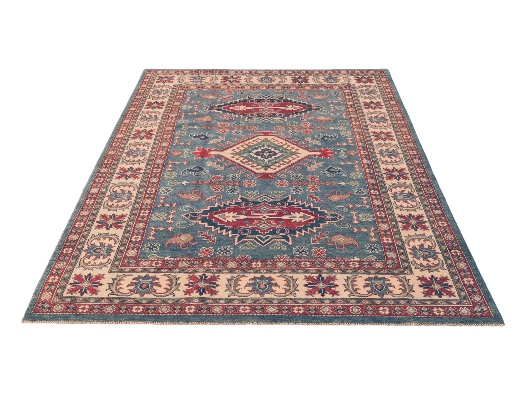 6' 3 x 8' 10 Hand Knotted Kazak Rug