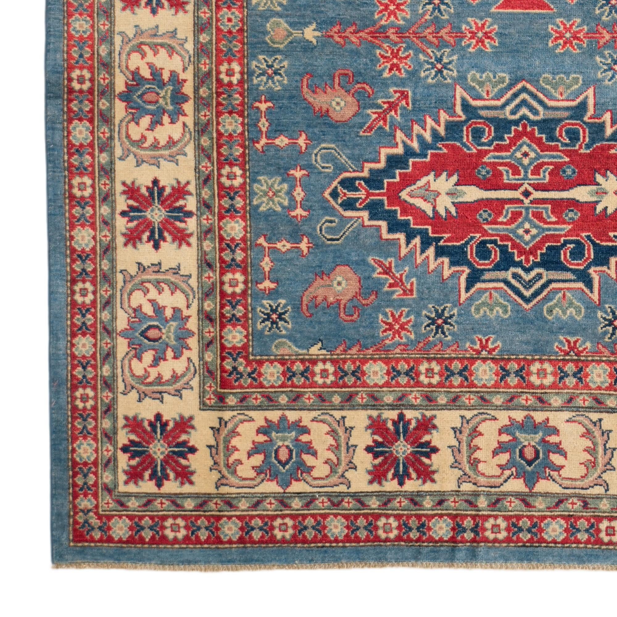 6' 3 x 8' 10 Hand Knotted Kazak Rug