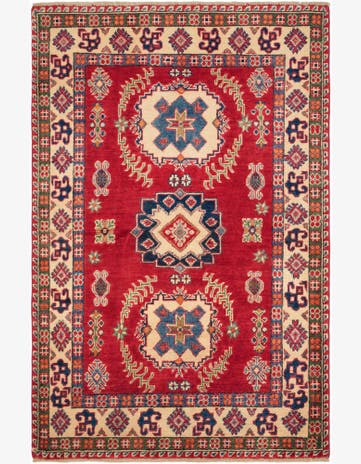 3' 4 x 5' 2 Hand Knotted Kazak Rug