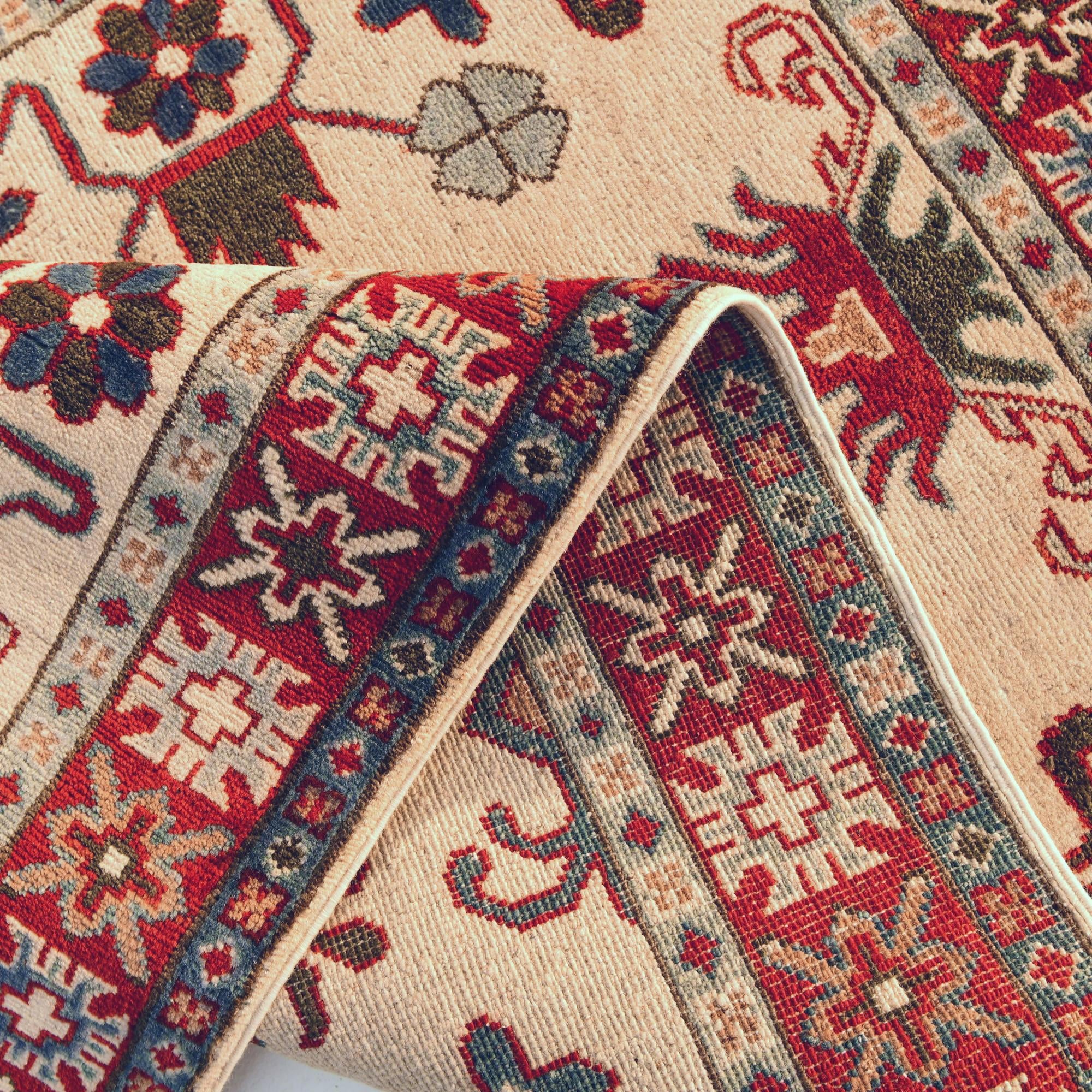 3' 7 x 5' Hand Knotted Kazak Rug