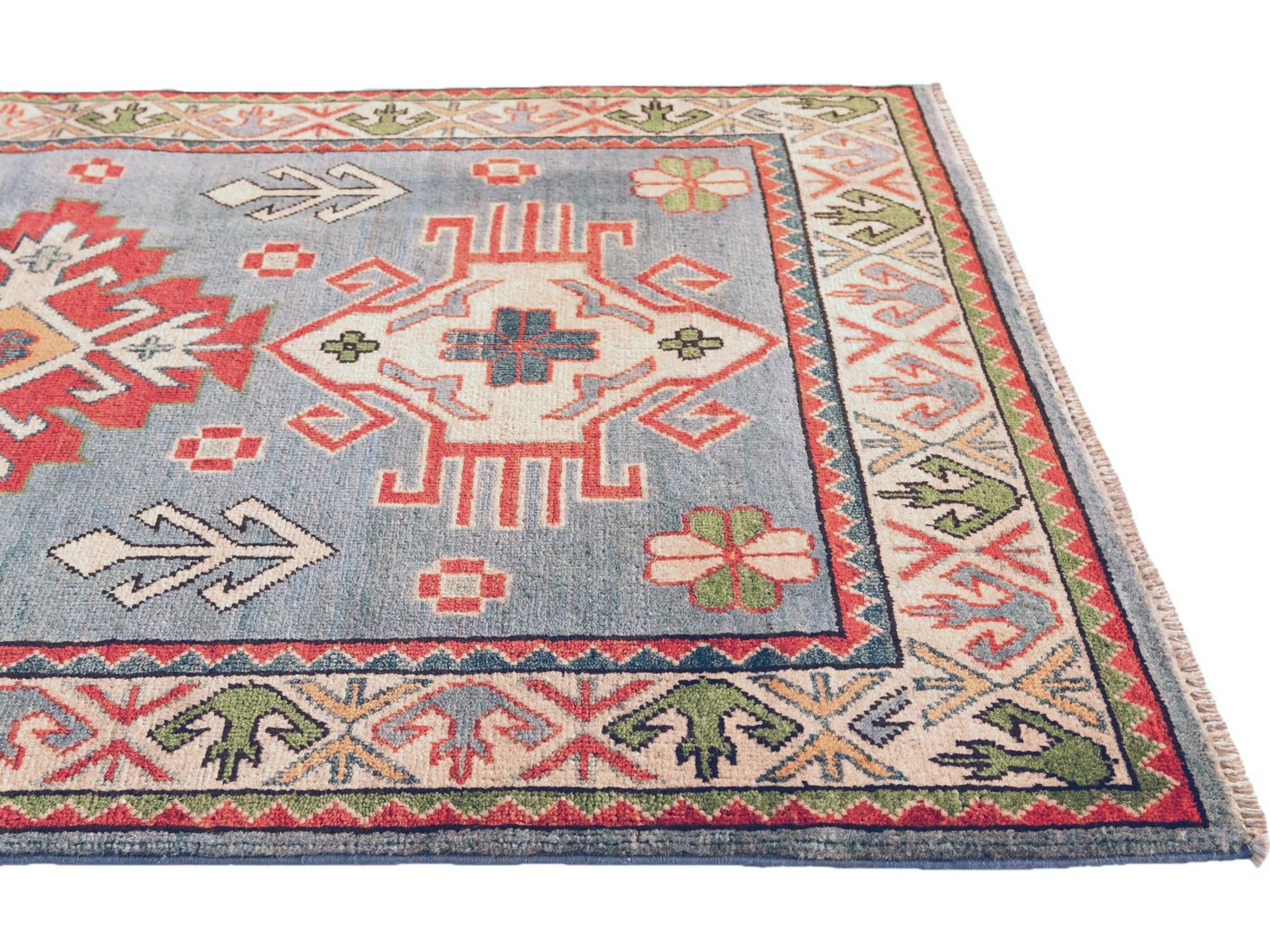3' 2 x 4' 11 Hand Knotted Kazak Rug