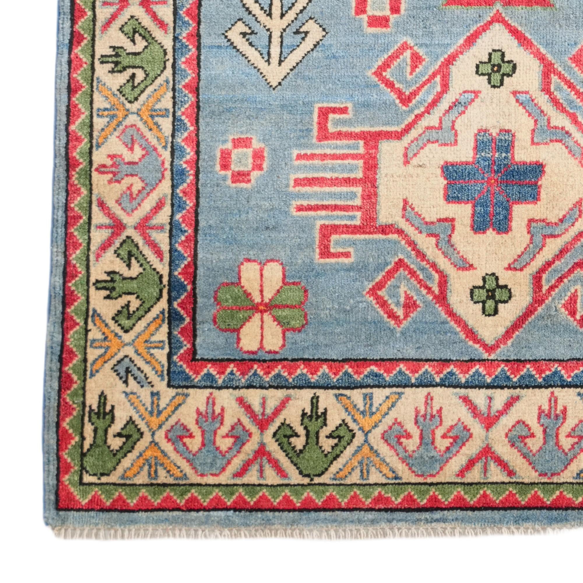 3' 2 x 4' 11 Hand Knotted Kazak Rug