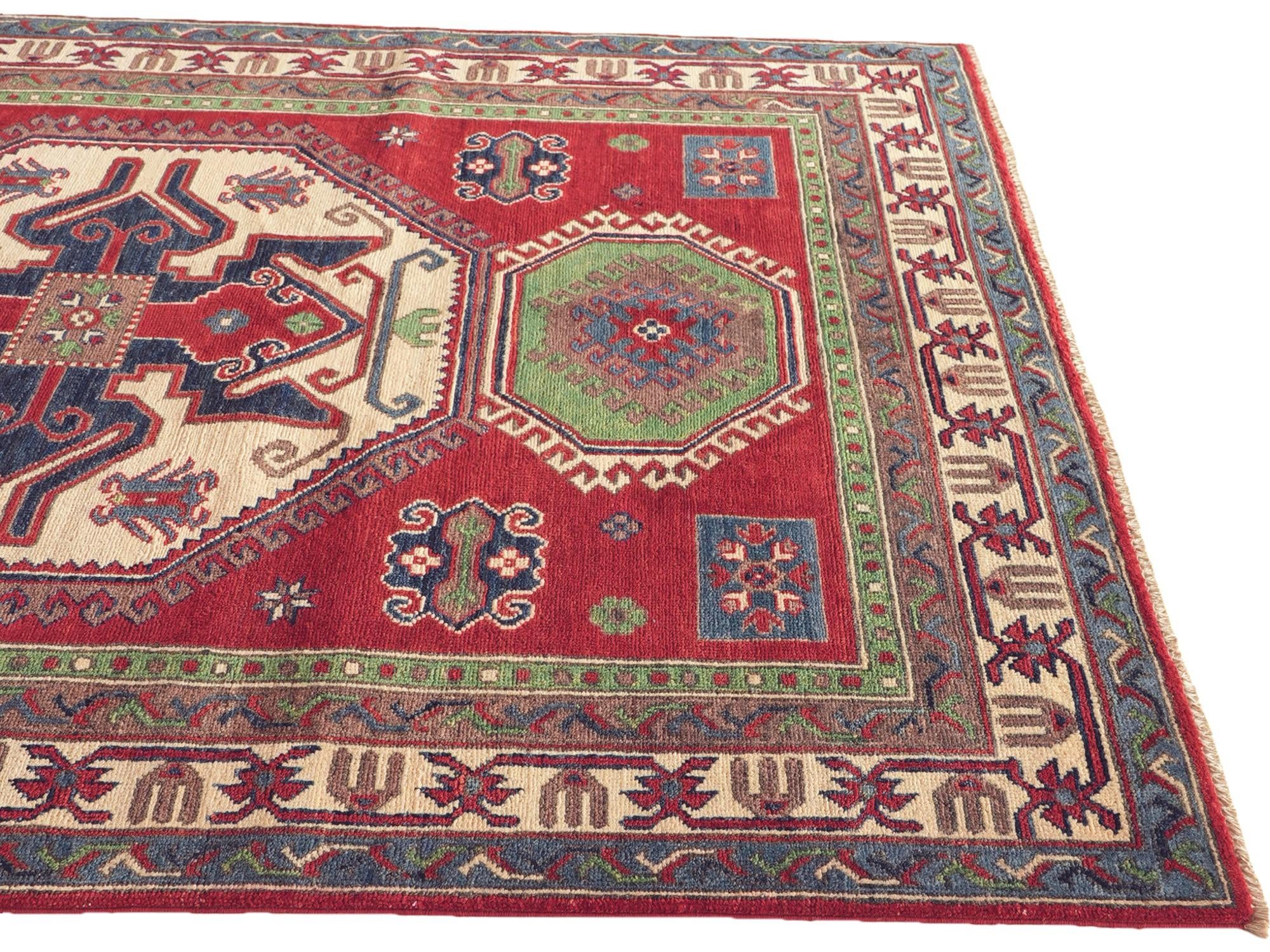 5' 2 x 7' 1 Hand Knotted Kazak Rug