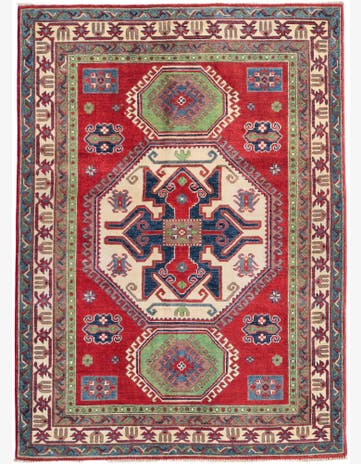 5' 2 x 7' 1 Hand Knotted Kazak Rug