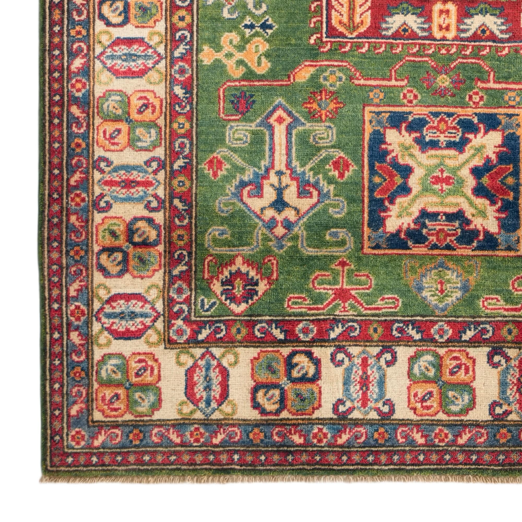 4' 2 x 5' 5 Hand Knotted Kazak Rug