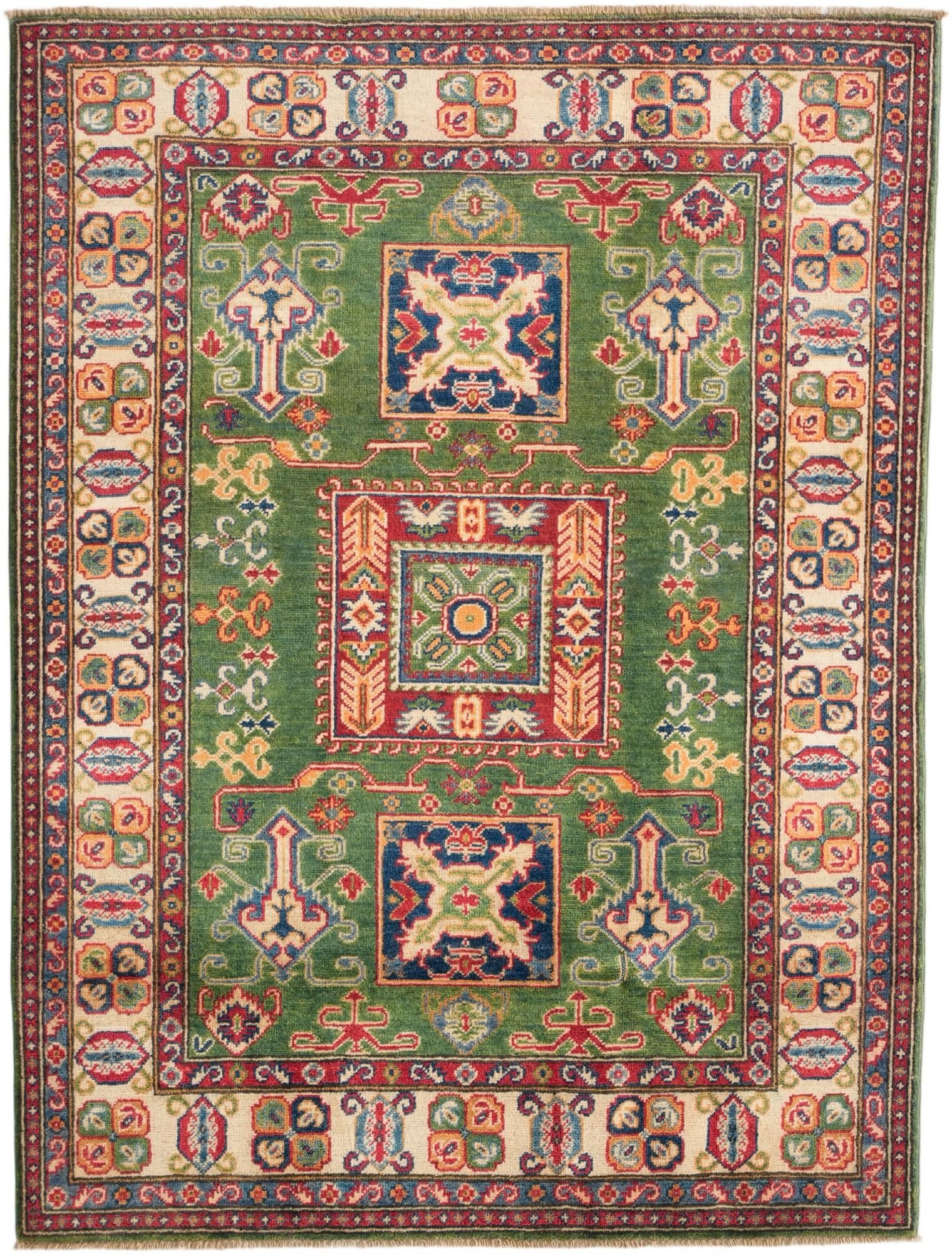 4' 2 x 5' 5 Hand Knotted Kazak Rug