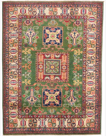 4' 2 x 5' 5 Hand Knotted Kazak Rug