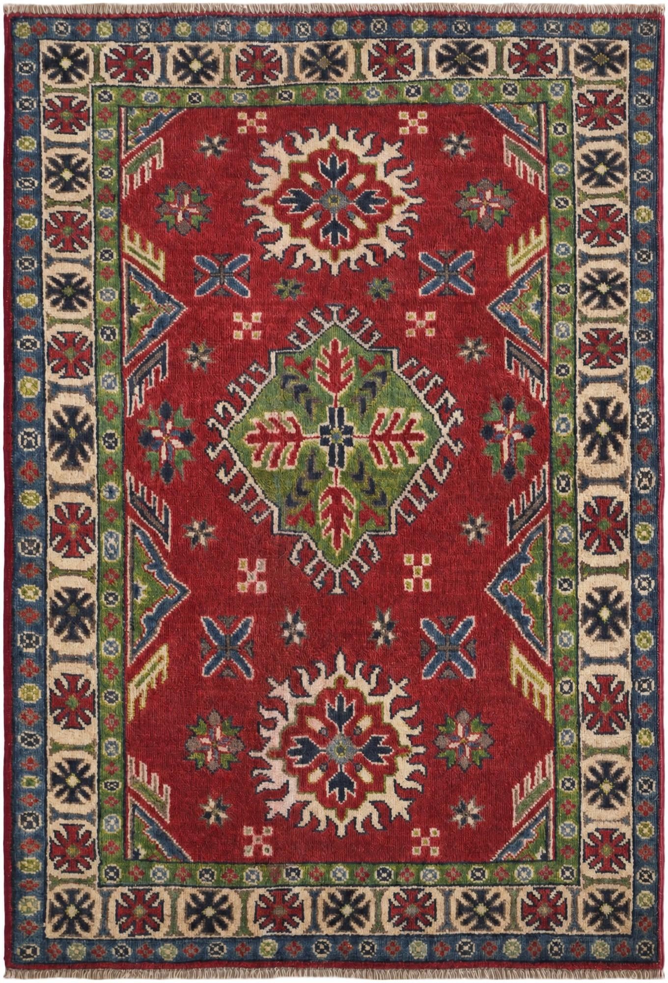 3' 2 x 4' 8 Hand Knotted Kazak Rug