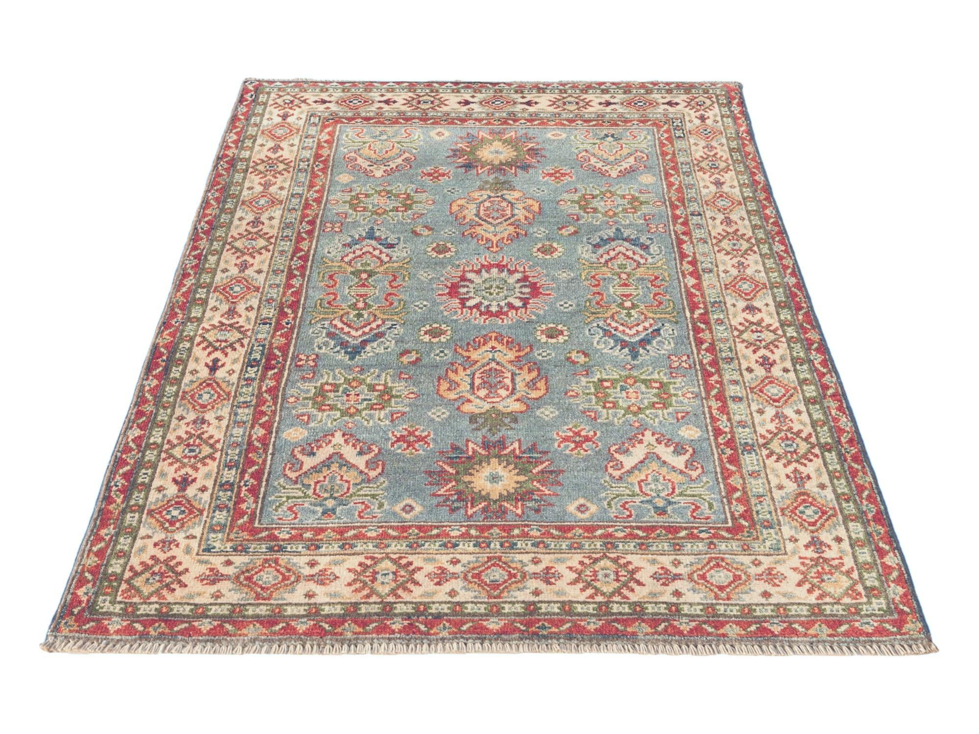 3' 4 x 4' 11 Hand Knotted Kazak Rug