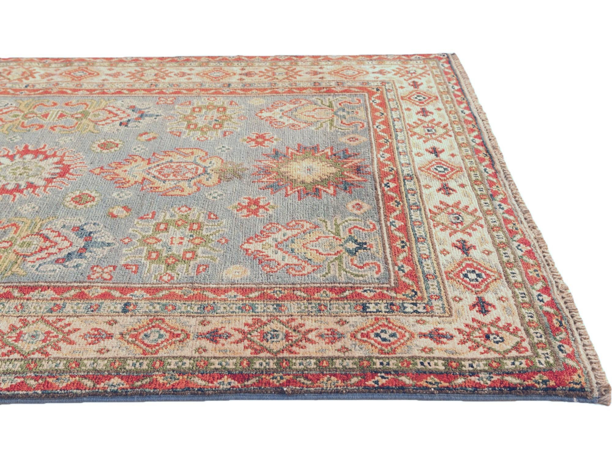 3' 4 x 4' 11 Hand Knotted Kazak Rug