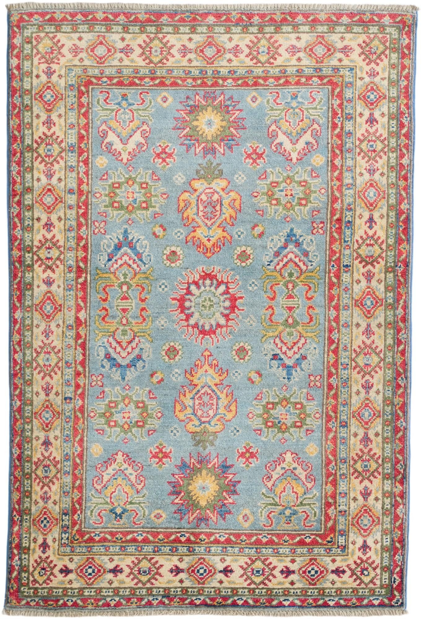 3' 4 x 4' 11 Hand Knotted Kazak Rug