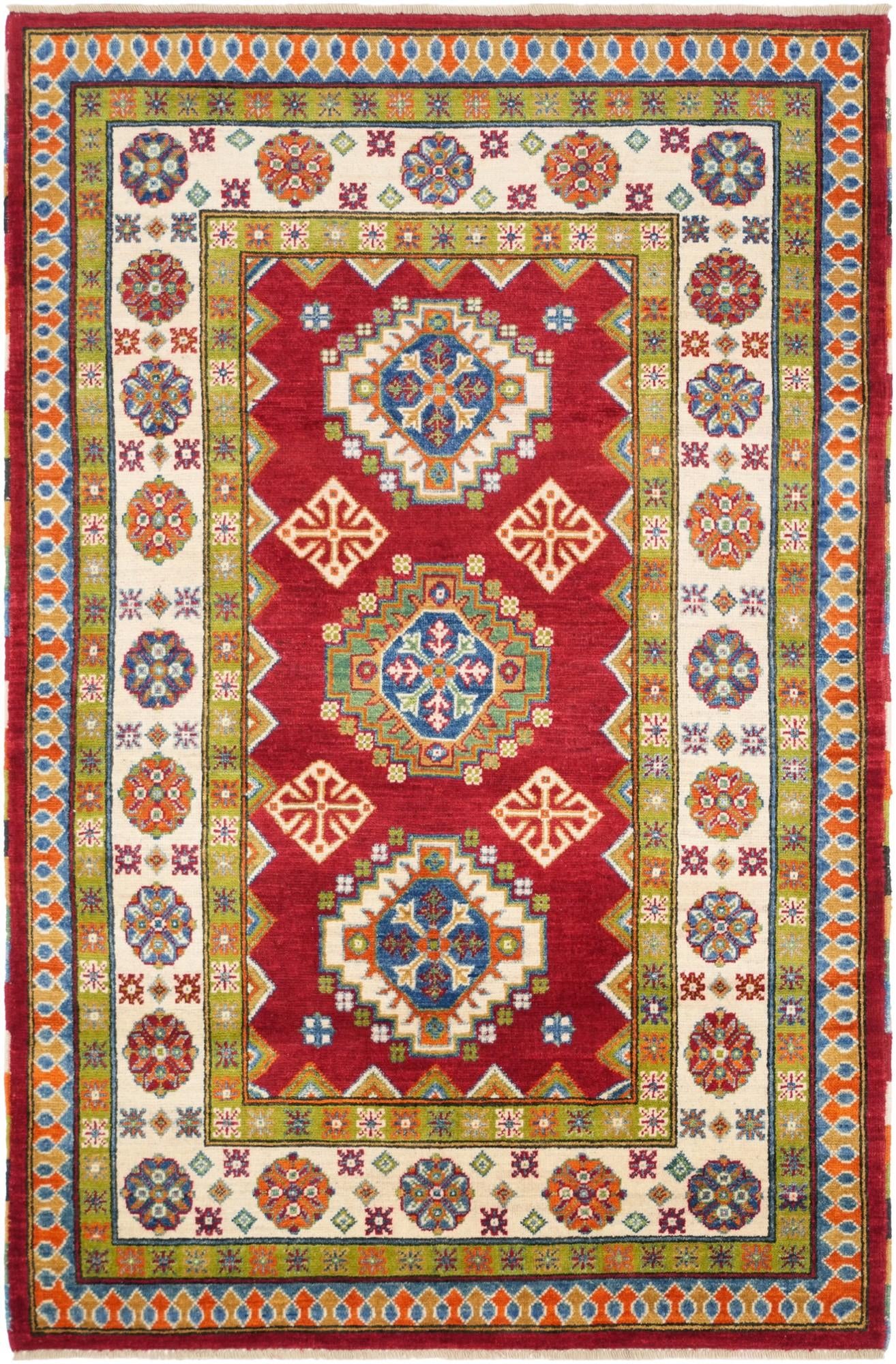 3' 11 x 6' Hand Knotted Kazak Rug