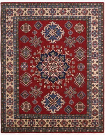 7' 10 x 9' 11 Hand Knotted Kazak Rug