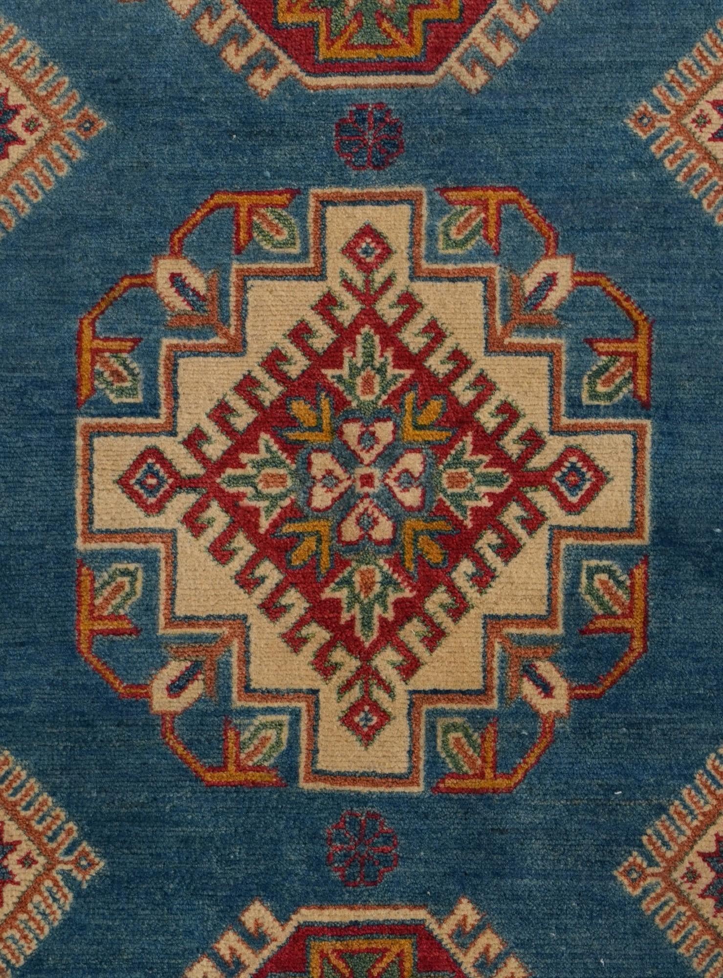 3' 4 x 4' 11 Hand Knotted Kazak Rug