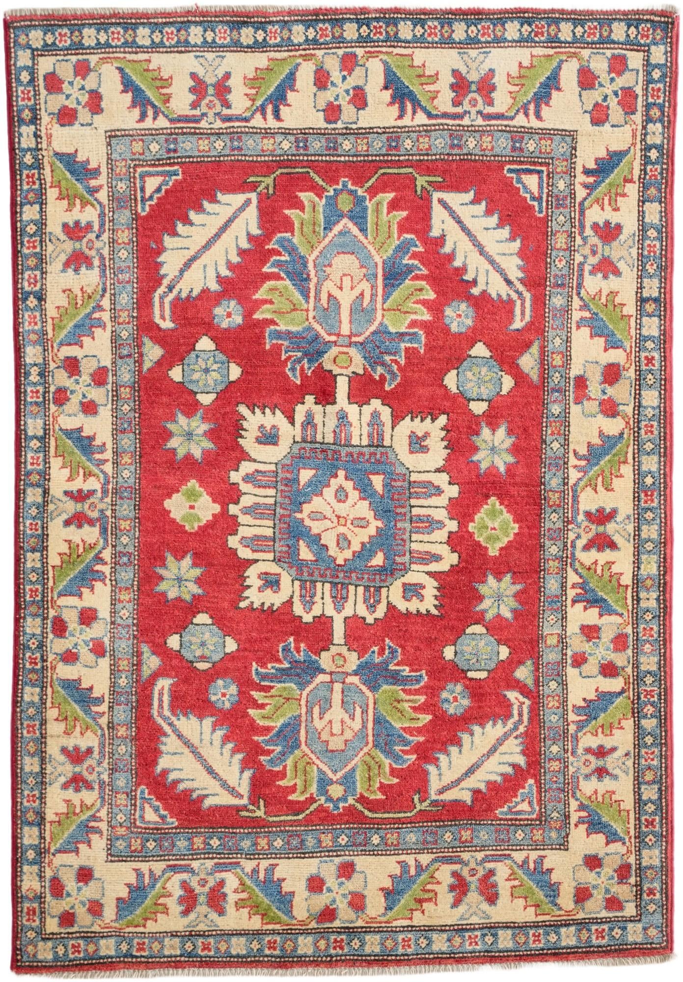 3' 4 x 4' 10 Hand Knotted Kazak Rug
