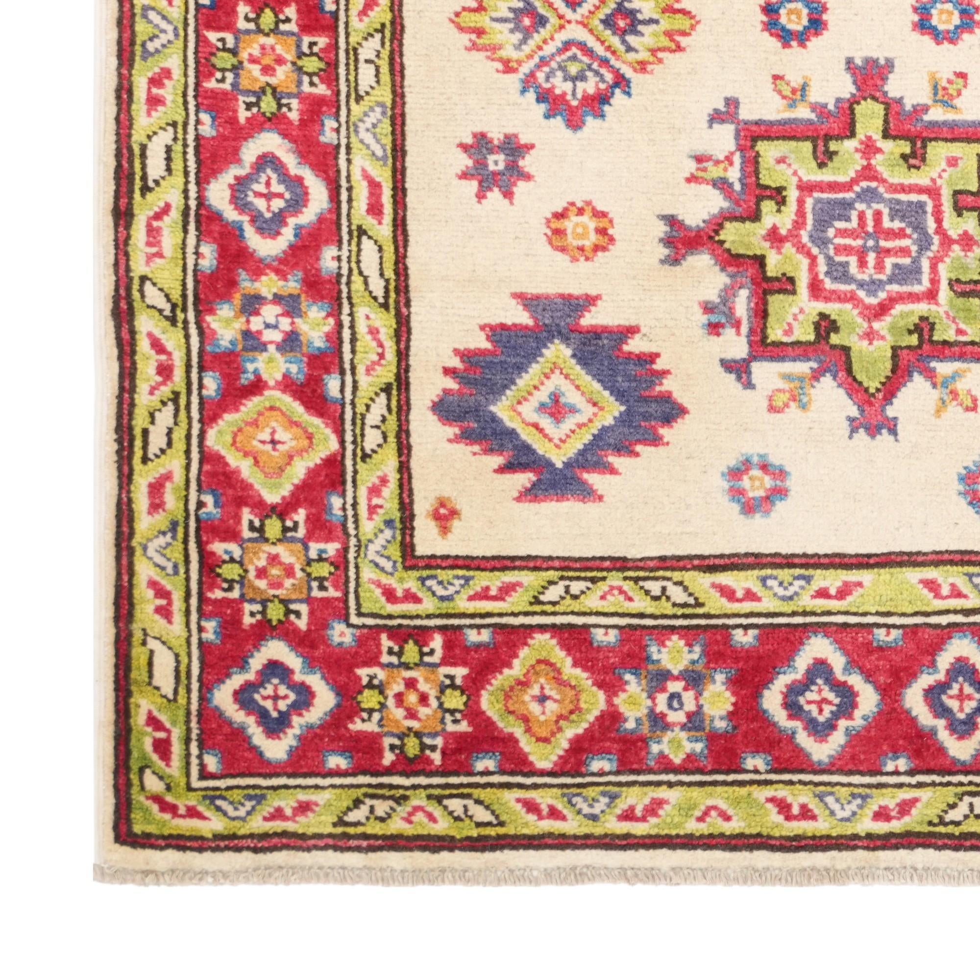 3' 2 x 4' 8 Hand Knotted Kazak Rug