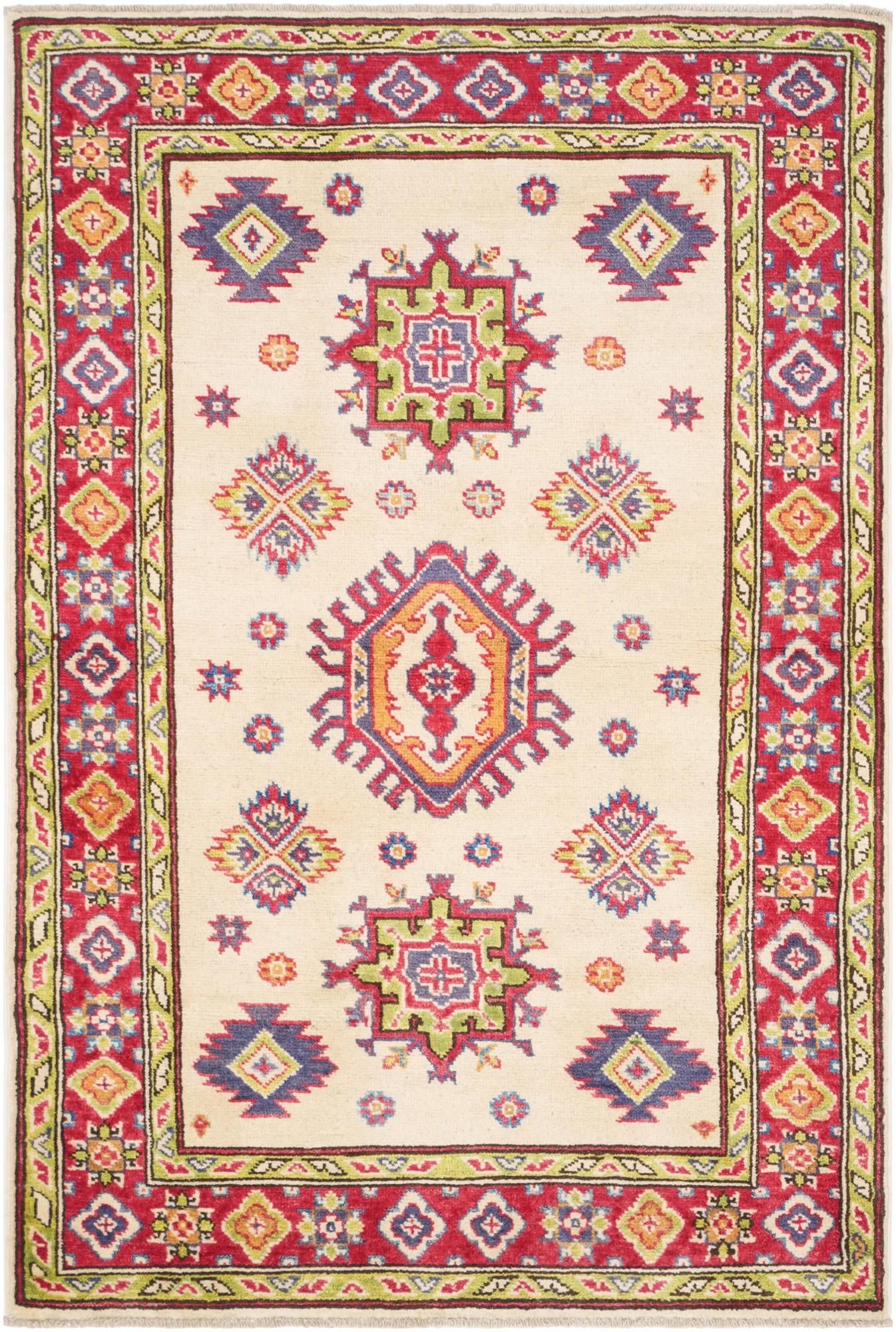 3' 2 x 4' 8 Hand Knotted Kazak Rug