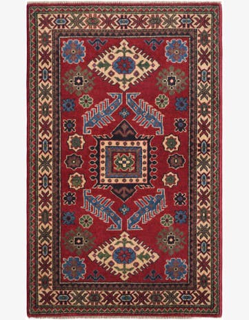 3' 1 x 4' 11 Hand Knotted Kazak Rug