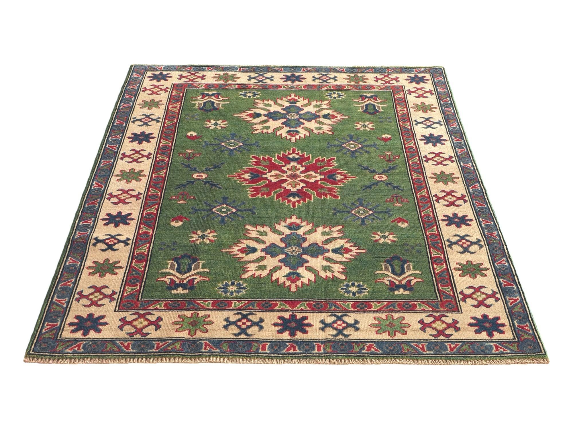 Detail image 5 of 12: 4' 1 x 5' 10 Hand Knotted Kazak Rug