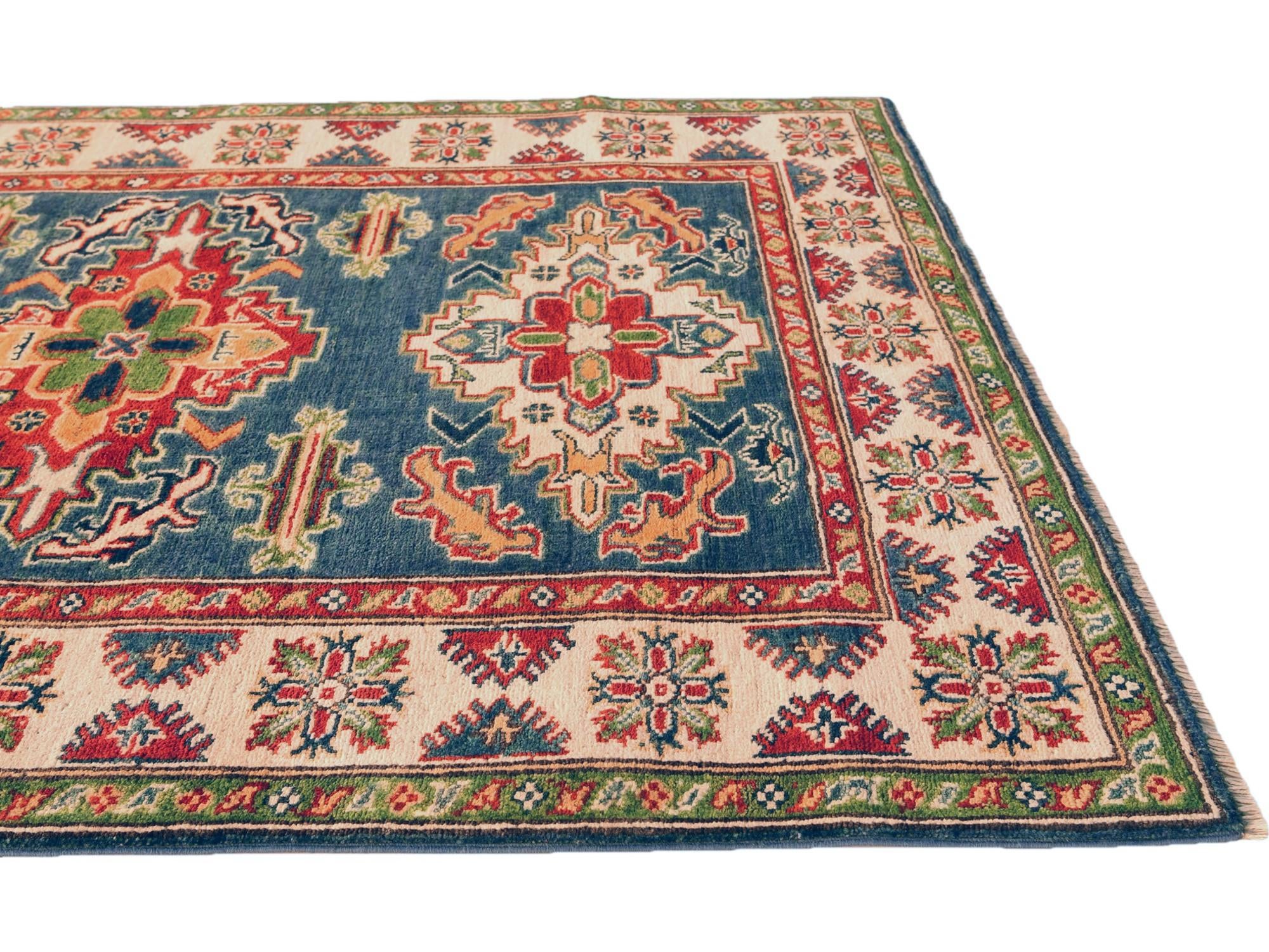 4' x 5' 4 Hand Knotted Kazak Rug