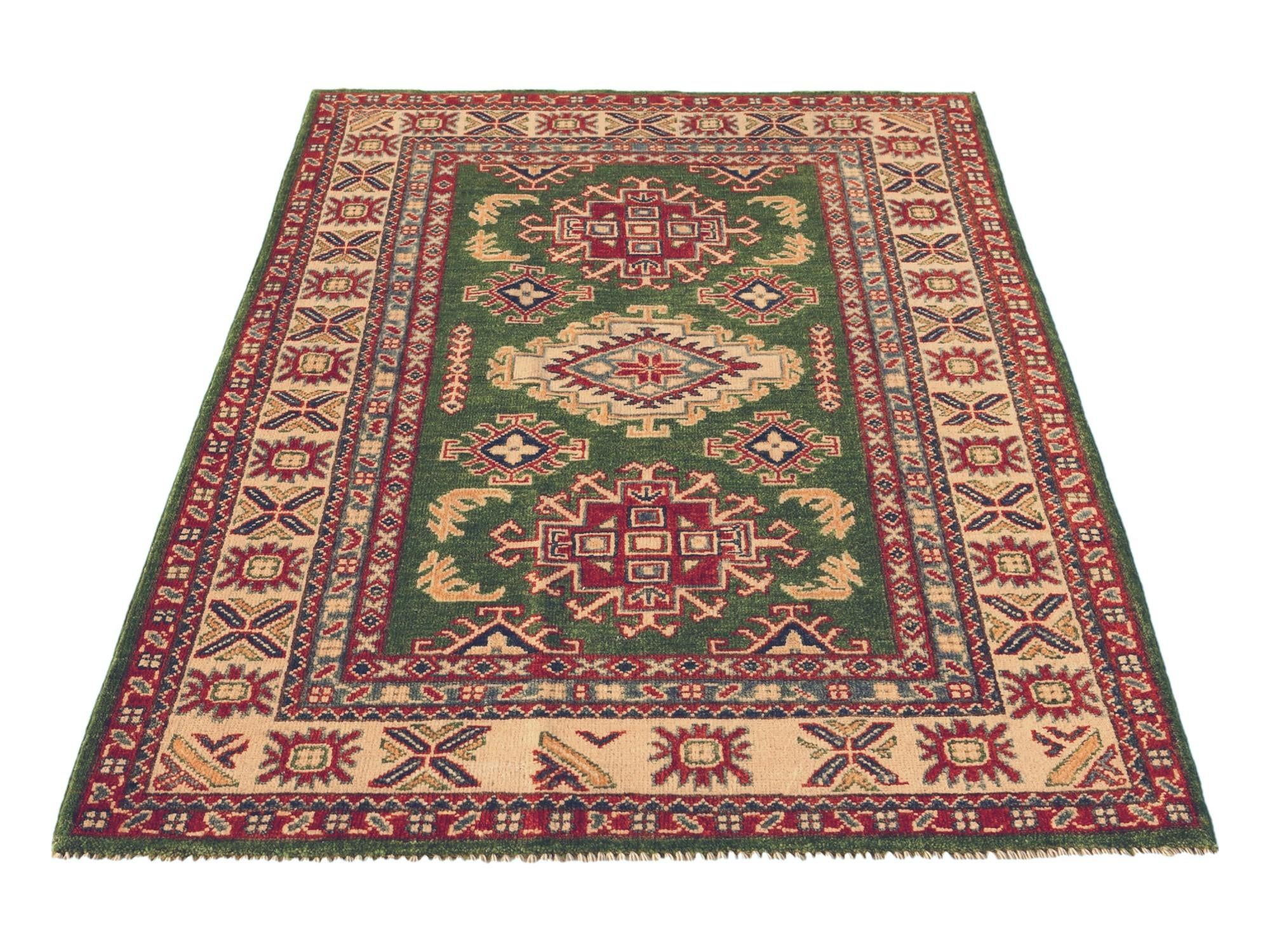 3' 4 x 4' 11 Hand Knotted Kazak Rug