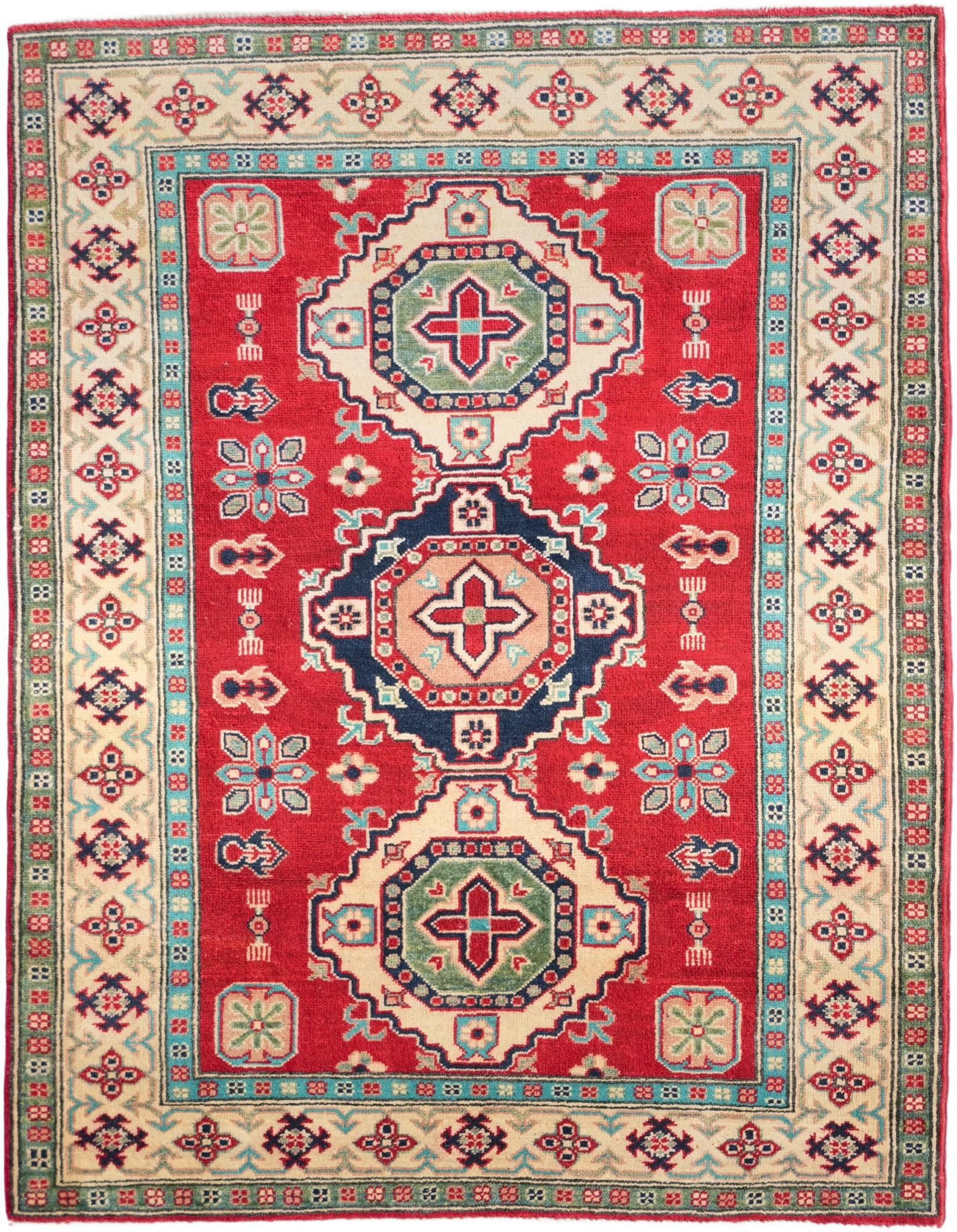4' 4 x 5' 7 Hand Knotted Kazak Rug