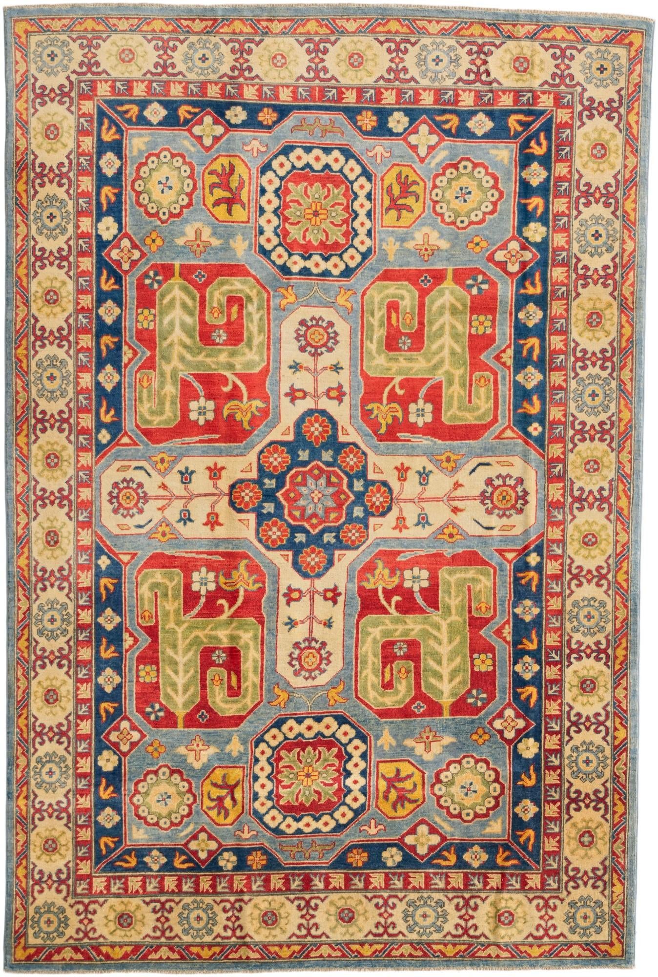 6' 2 x 9' 1 Hand Knotted Kazak Rug