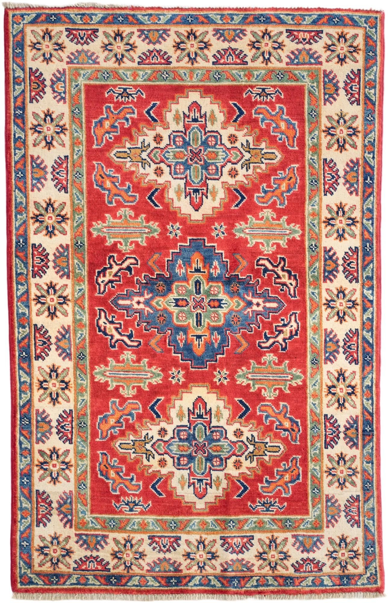 3' 2 x 4' 11 Hand Knotted Kazak Rug