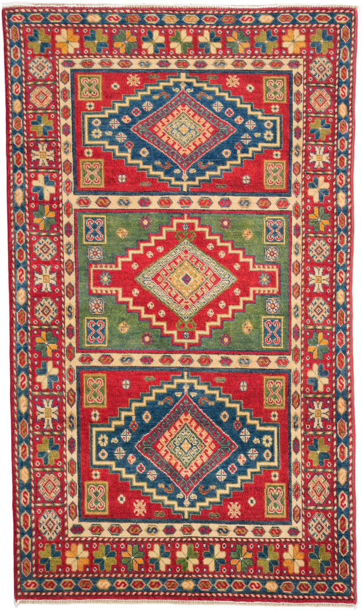 3' 9 x 6' 4 Hand Knotted Kazak Rug