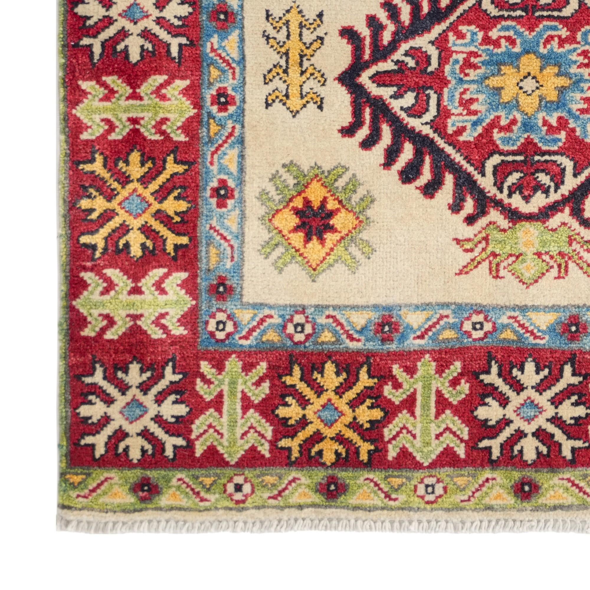 3' x 4' 11 Hand Knotted Kazak Rug