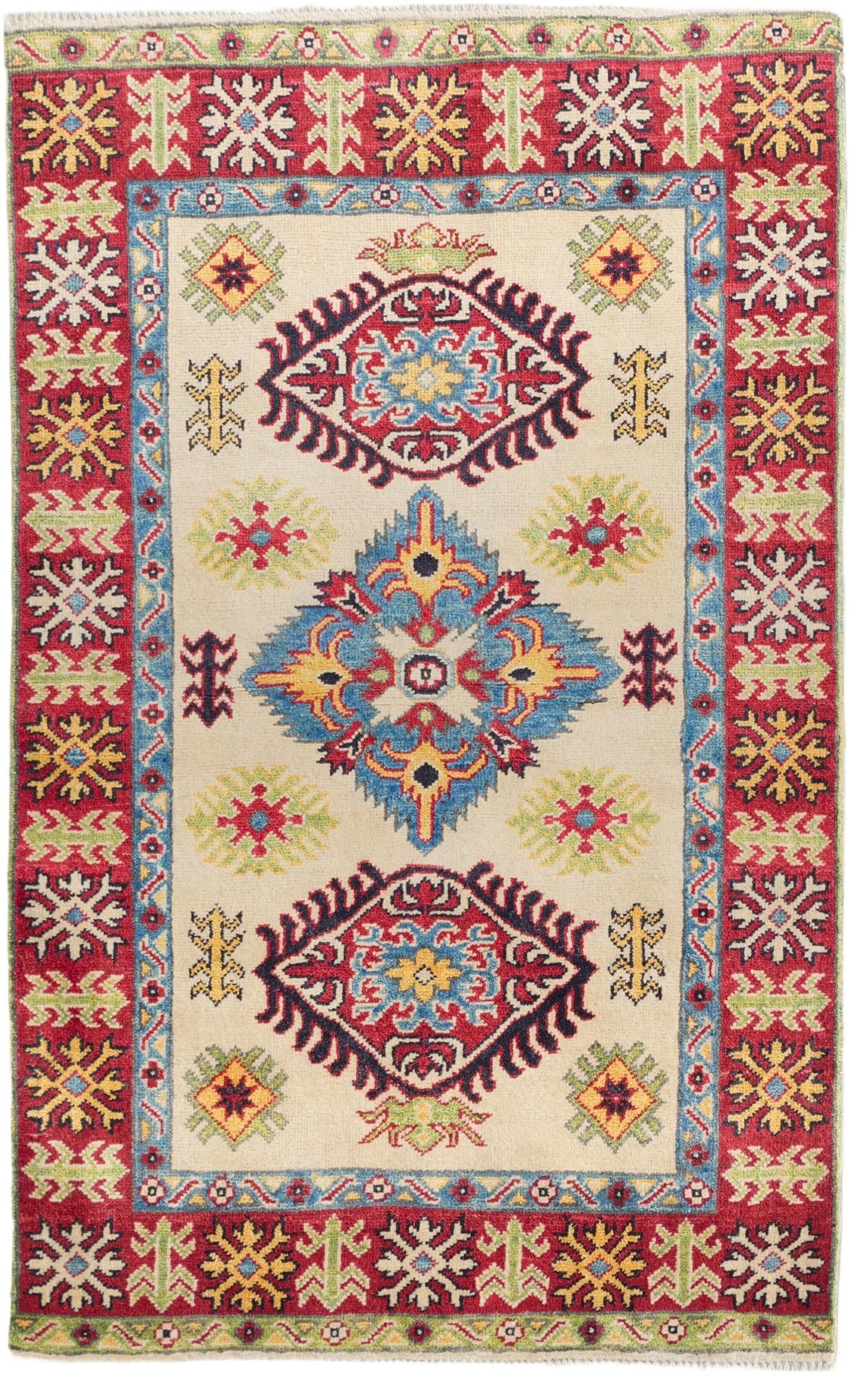 3' x 4' 11 Hand Knotted Kazak Rug