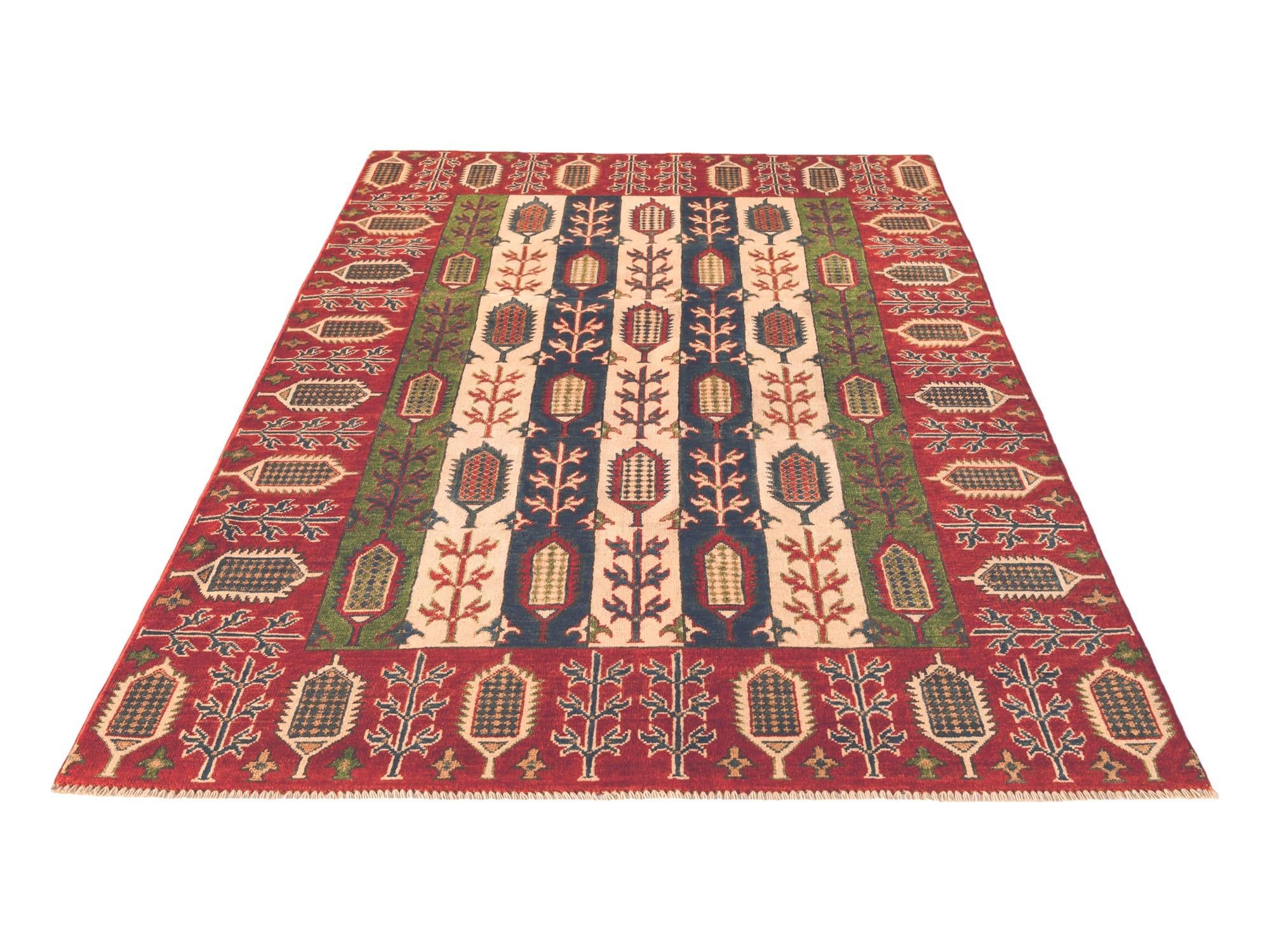 4' 9 x 7' Hand Knotted Kazak Rug