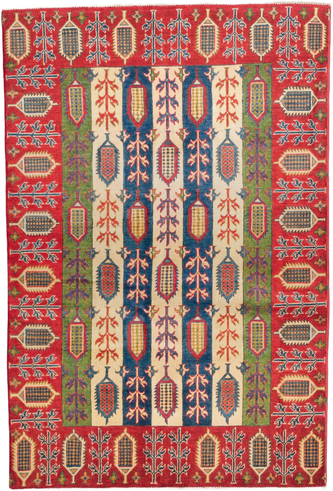 4' 9 x 7' Hand Knotted Kazak Rug