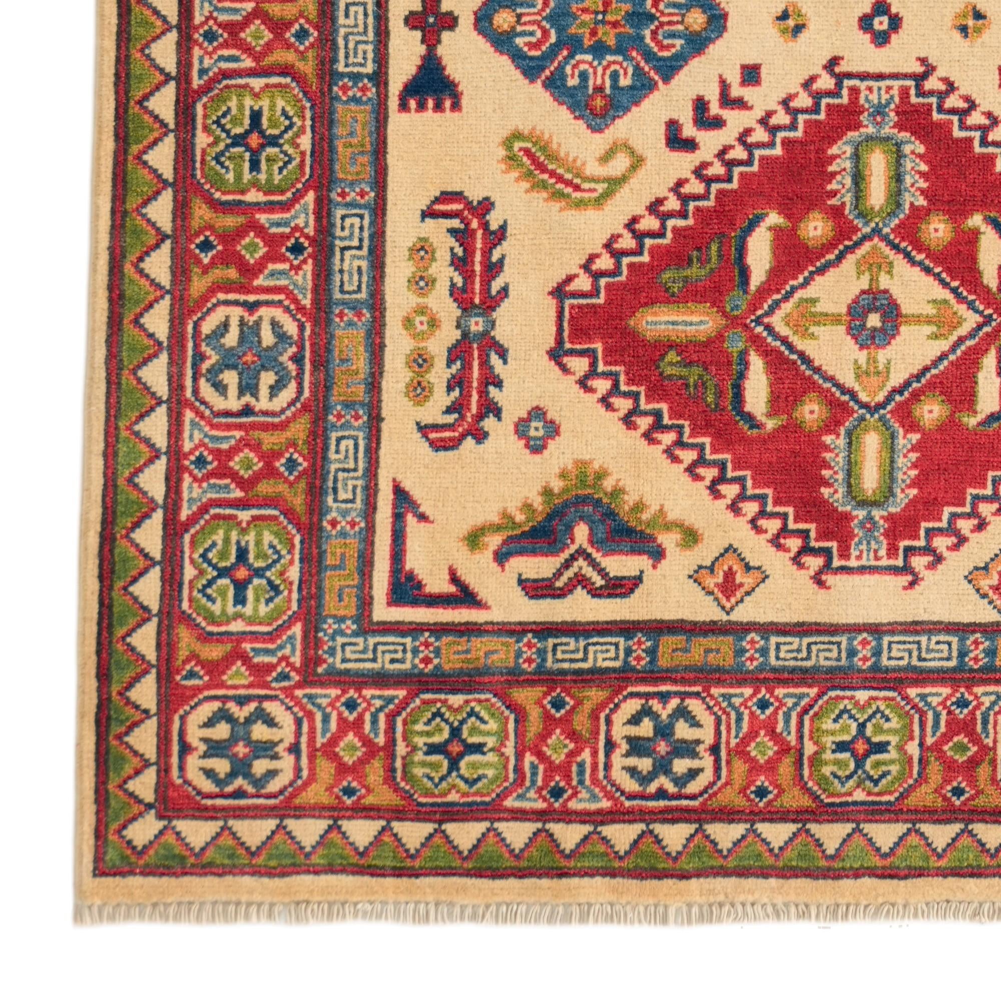 4' x 6' 2 Hand Knotted Kazak Rug
