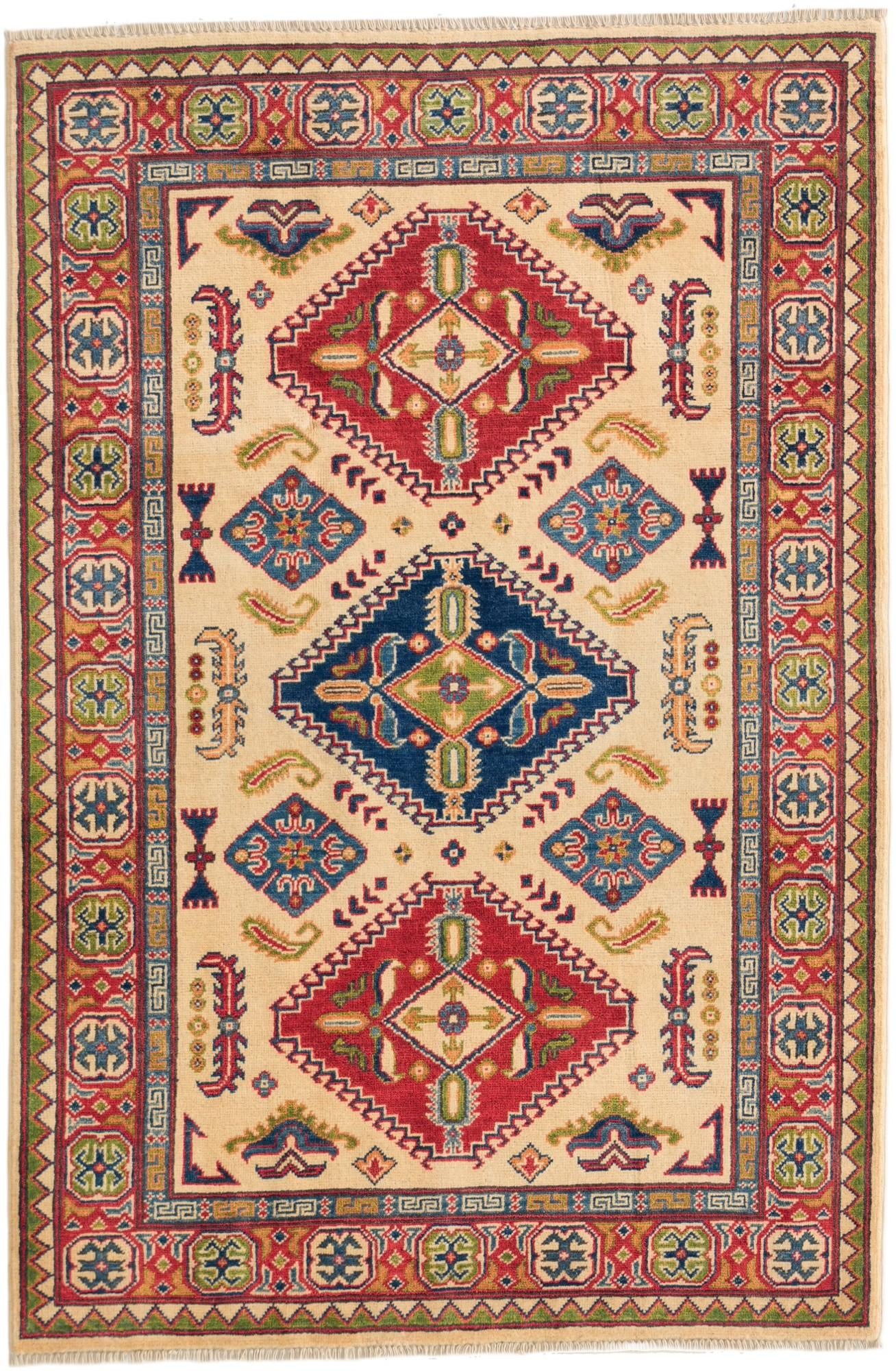 4' x 6' 2 Hand Knotted Kazak Rug