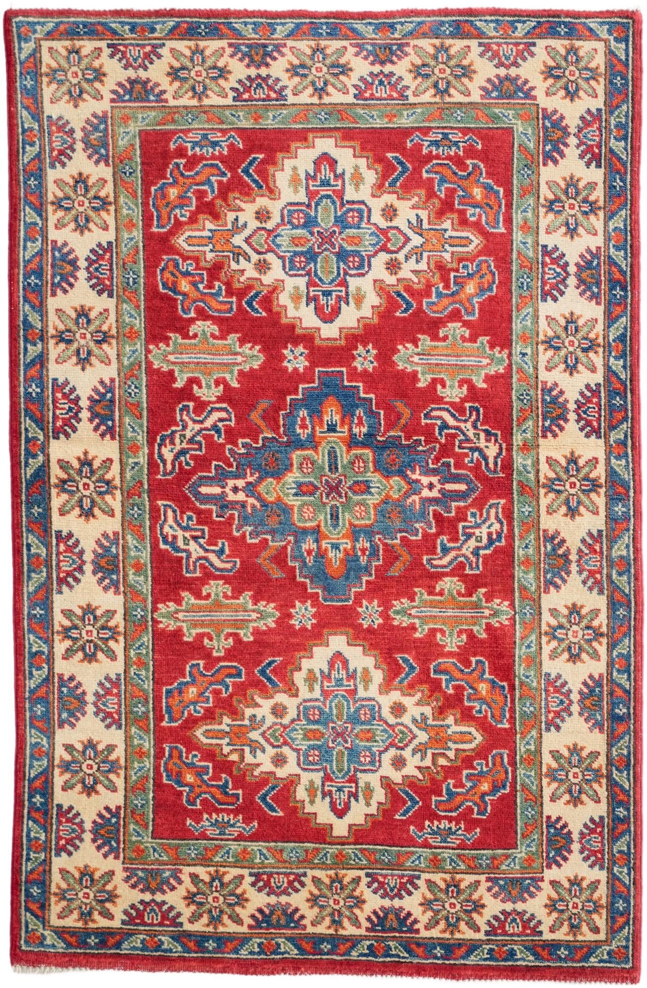 3' 3 x 4' 11 Hand Knotted Kazak Rug