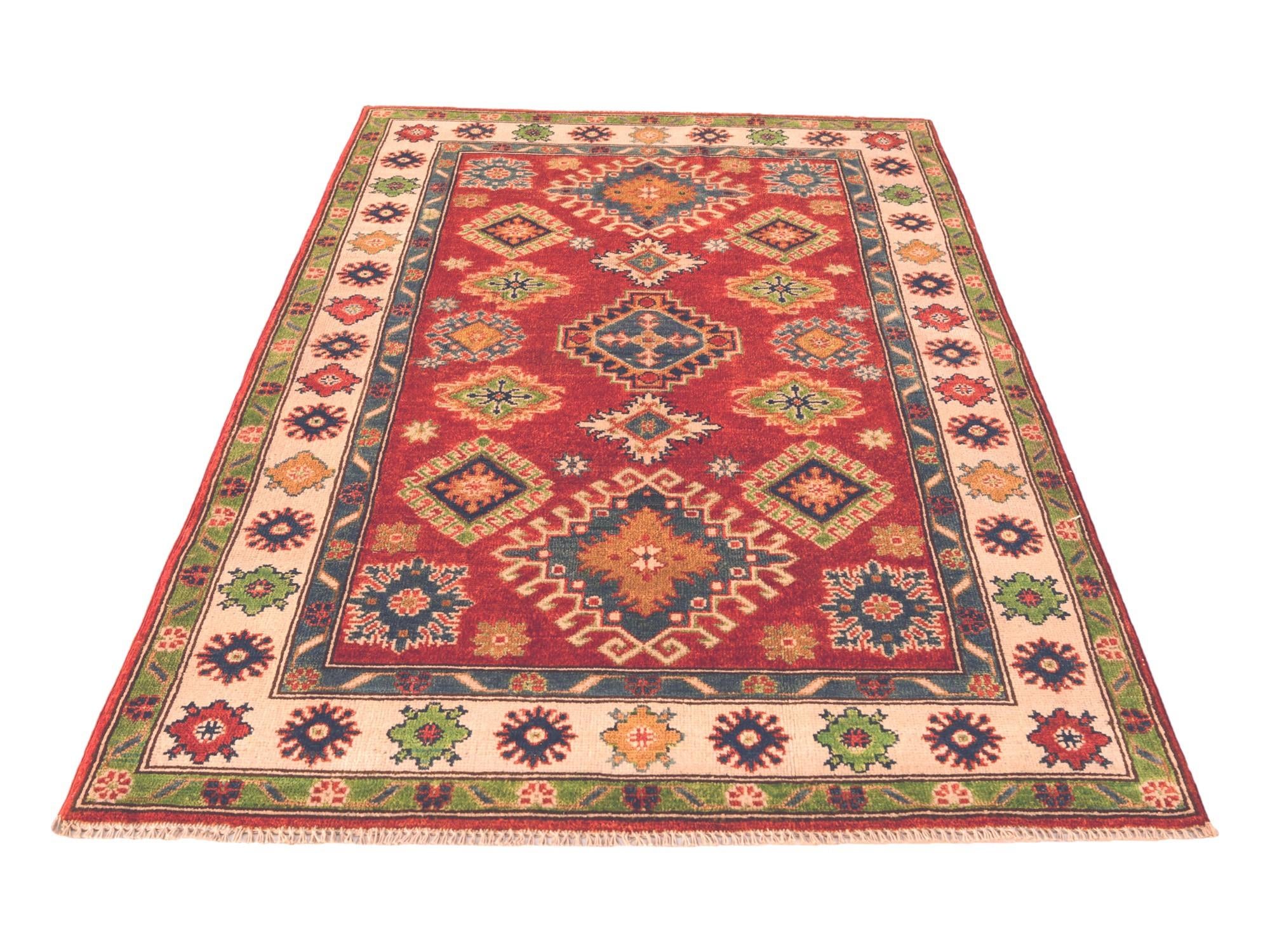 4' x 6' 3 Hand Knotted Kazak Rug