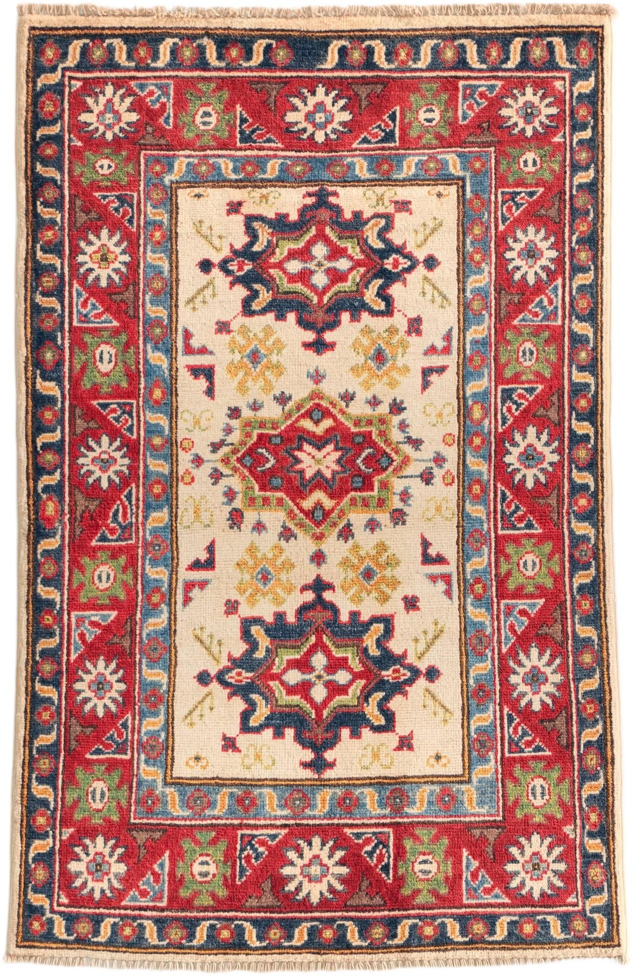 2' 7 x 4' Hand Knotted Kazak Rug