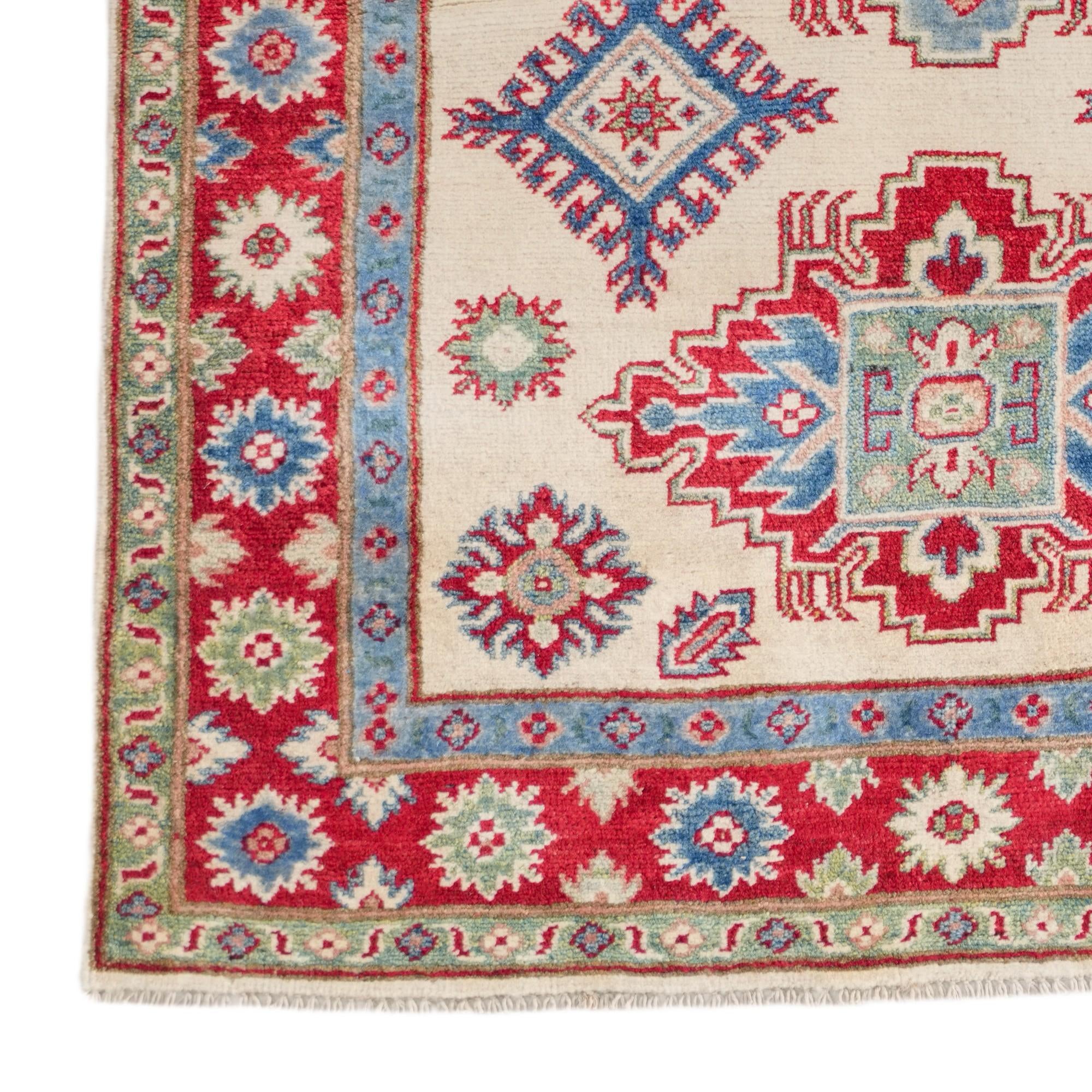 3' 4 x 4' 6 Hand Knotted Kazak Rug