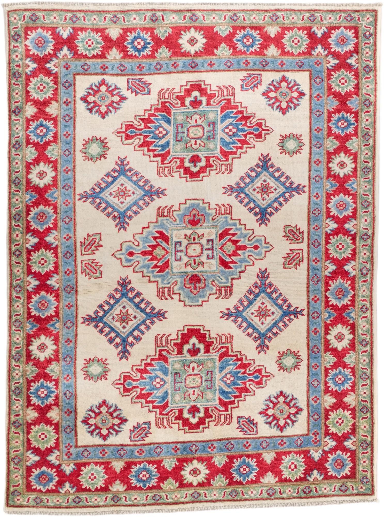 3' 4 x 4' 6 Hand Knotted Kazak Rug