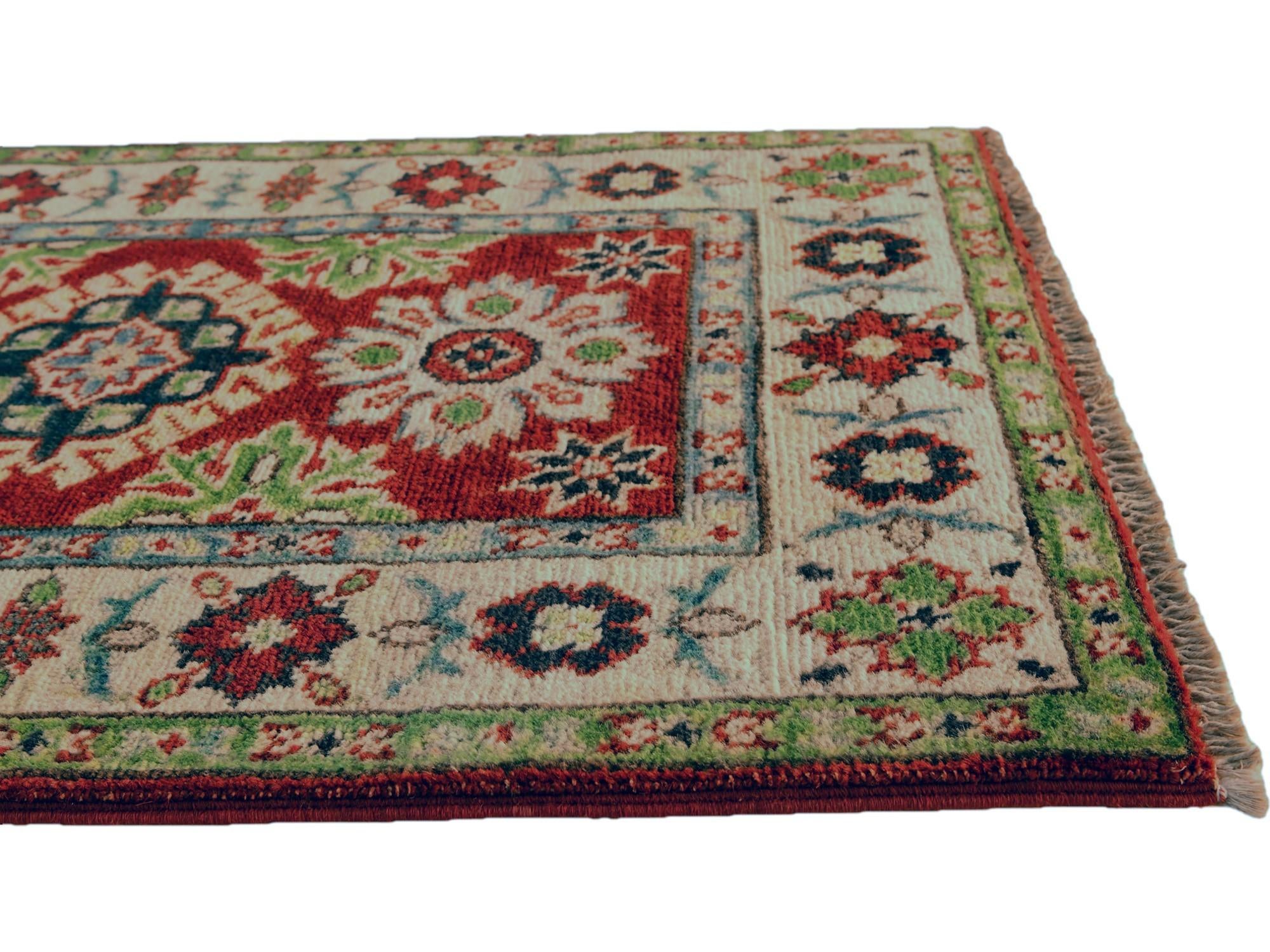 1' 11 x 3' Hand Knotted Kazak Rug
